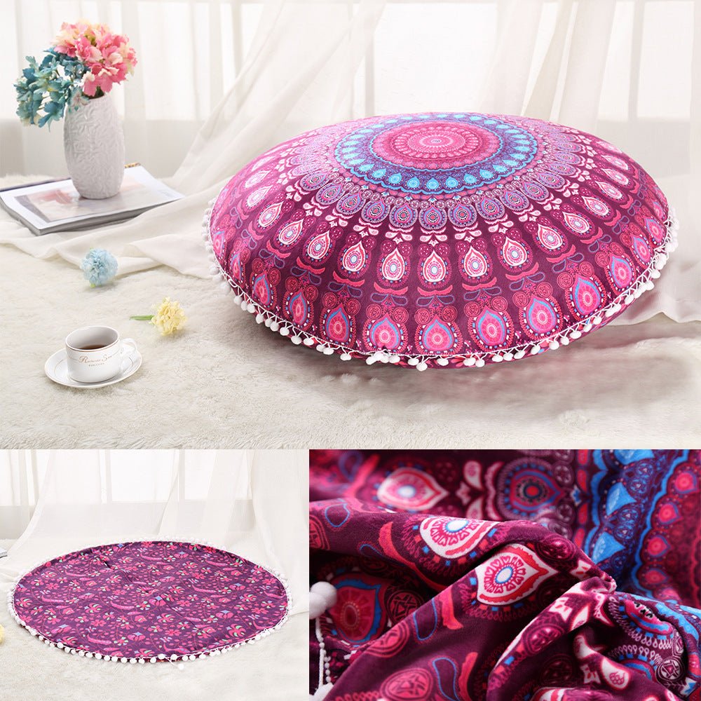 Colorful Mandala Floor Pillows Ottoman Round Bohemian Meditation Cushion Pillow Pouf - Janlyn's Crafts