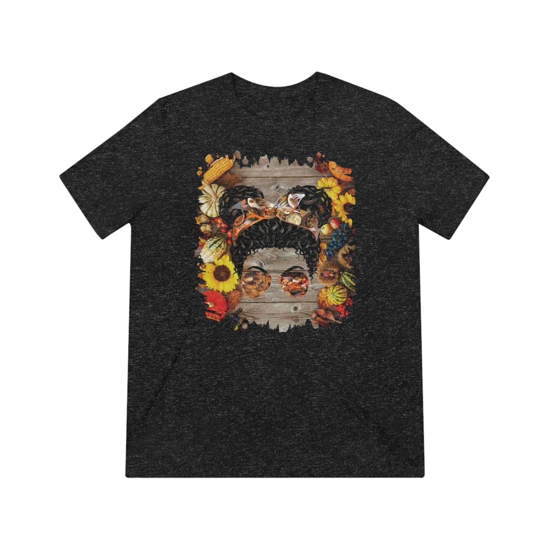 Decorated Background, Black Hair Messy Bun, Unisex Triblend T - Shirt - Janlyn's Crafts