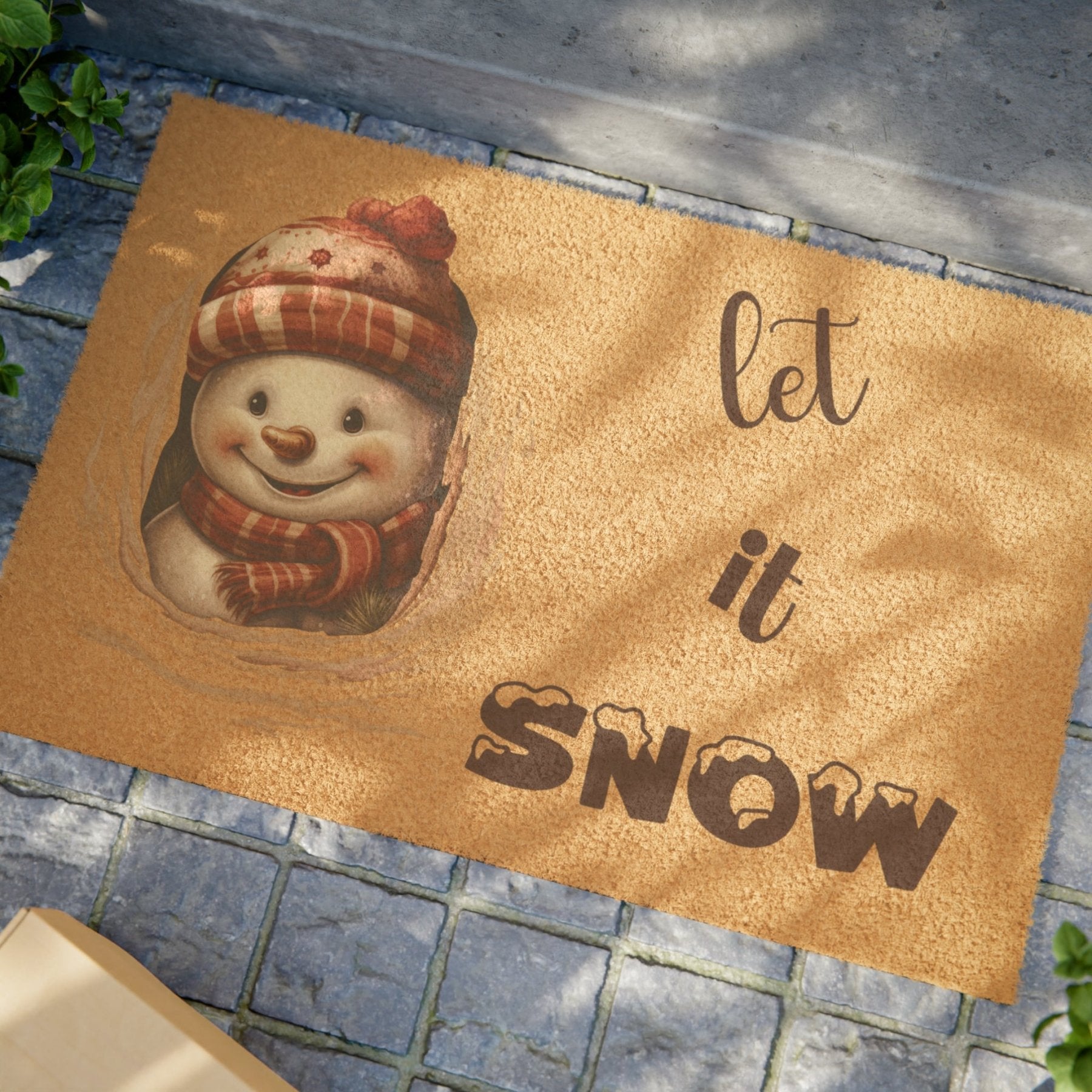 Doormat, Door Mat, Snowman, Winter, Let it Snow Brown 2, Snowman 3 - Janlyn's Crafts