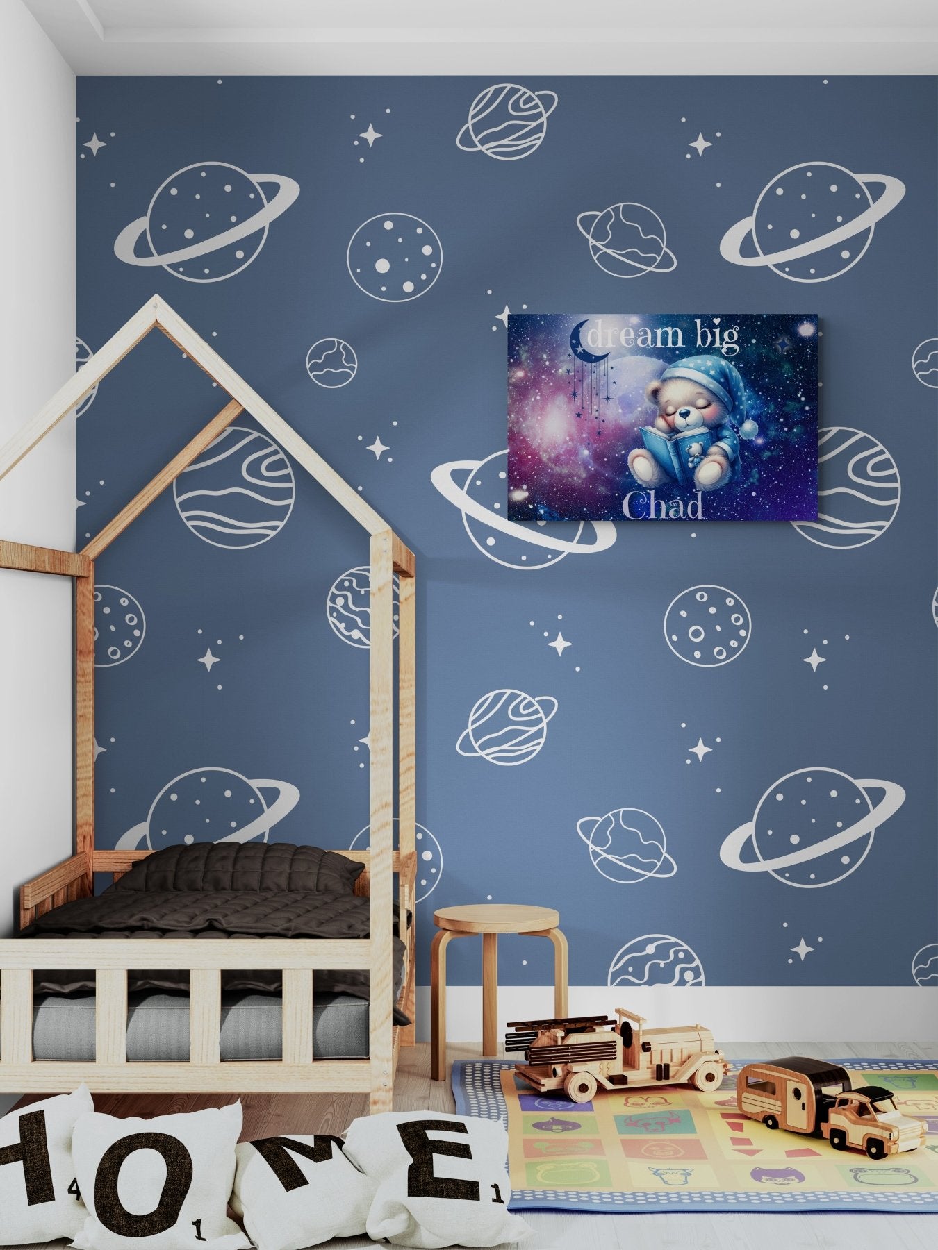 Dream Big, Personalized Sleeping Bear, Blue - Janlyn's Crafts