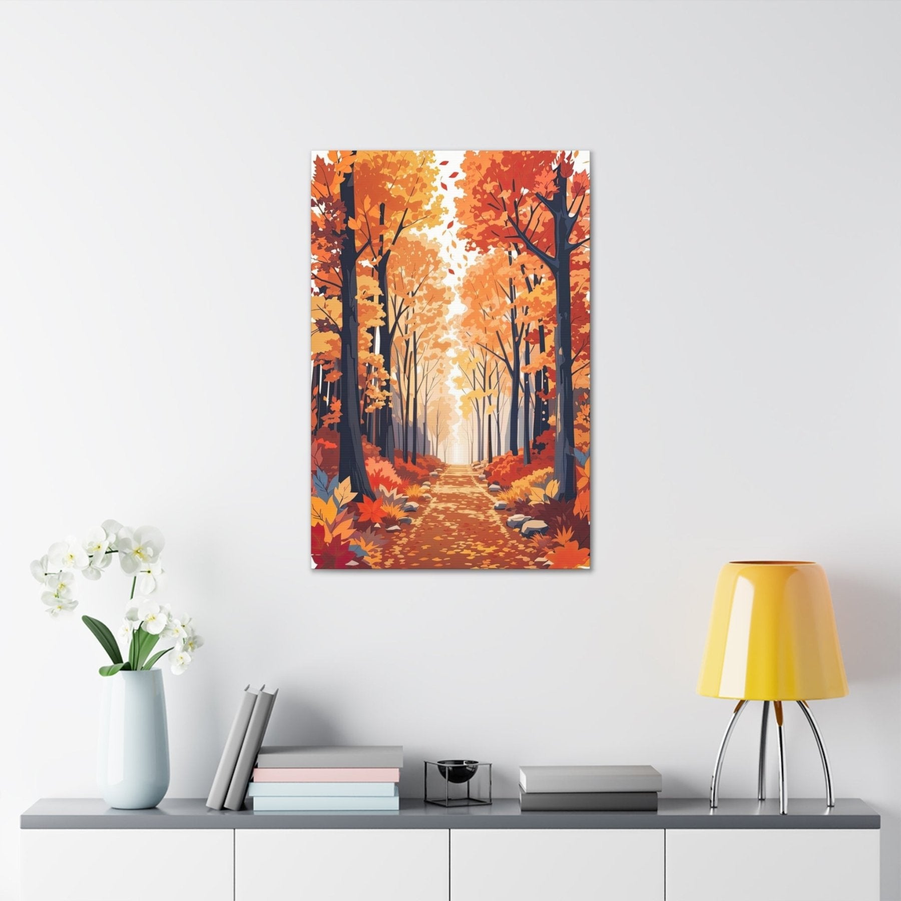 Canvas print of Forest scene in the season of Fall Autumn hung on a wall | Janlyn's Crafts