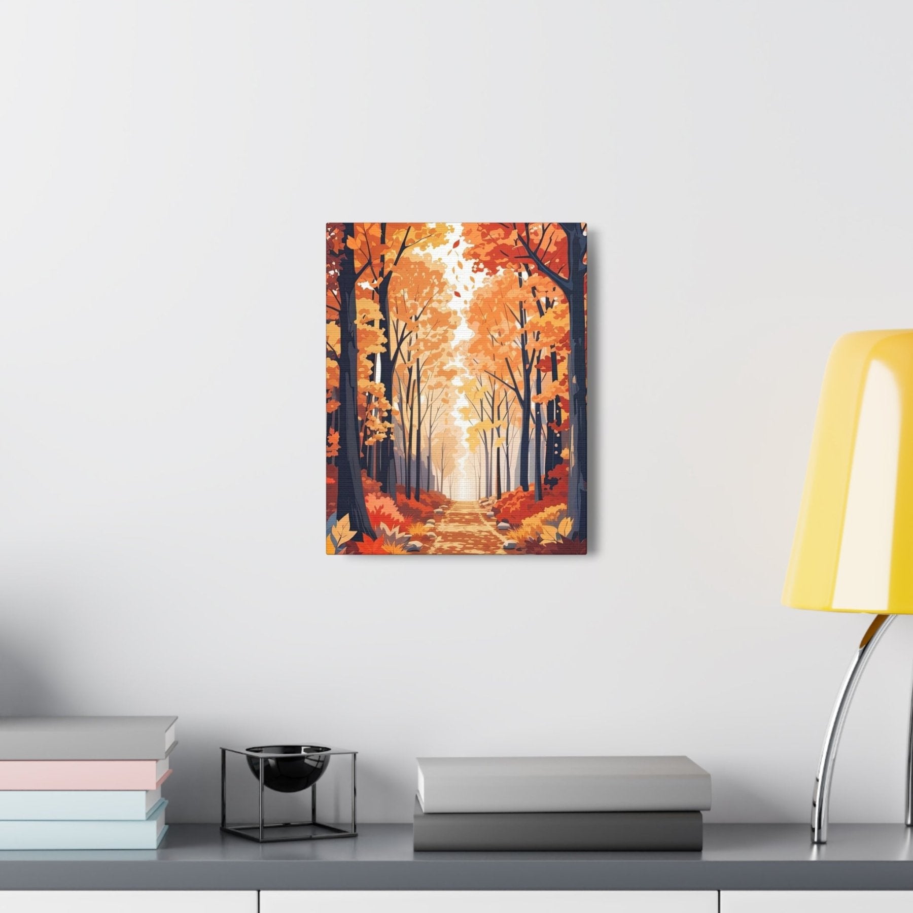 Canvas print of Forest scene in the season of Fall Autumn hung on a wall | Janlyn's Crafts