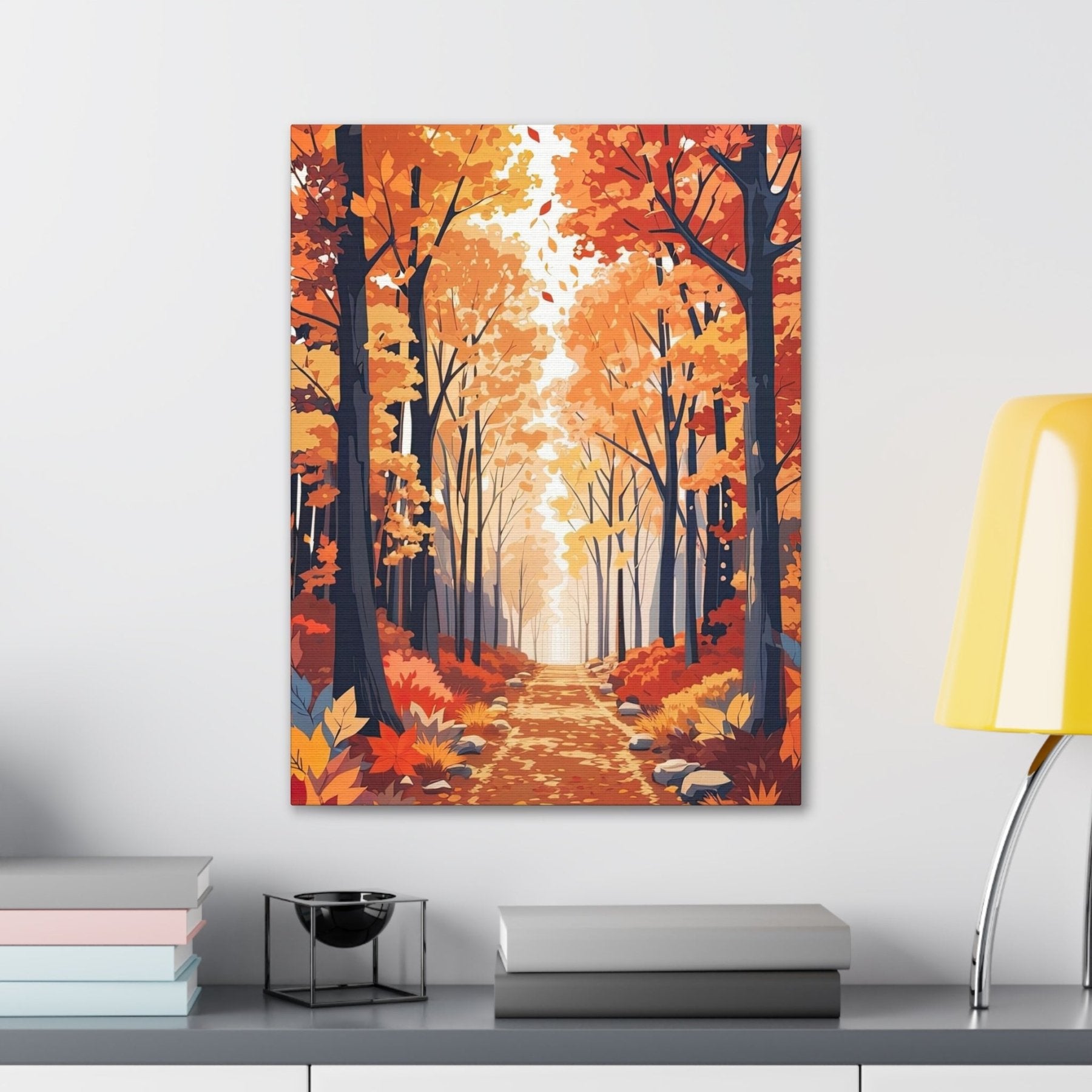 Canvas print of Forest scene in the season of Fall Autumn hung on a wall | Janlyn's Crafts