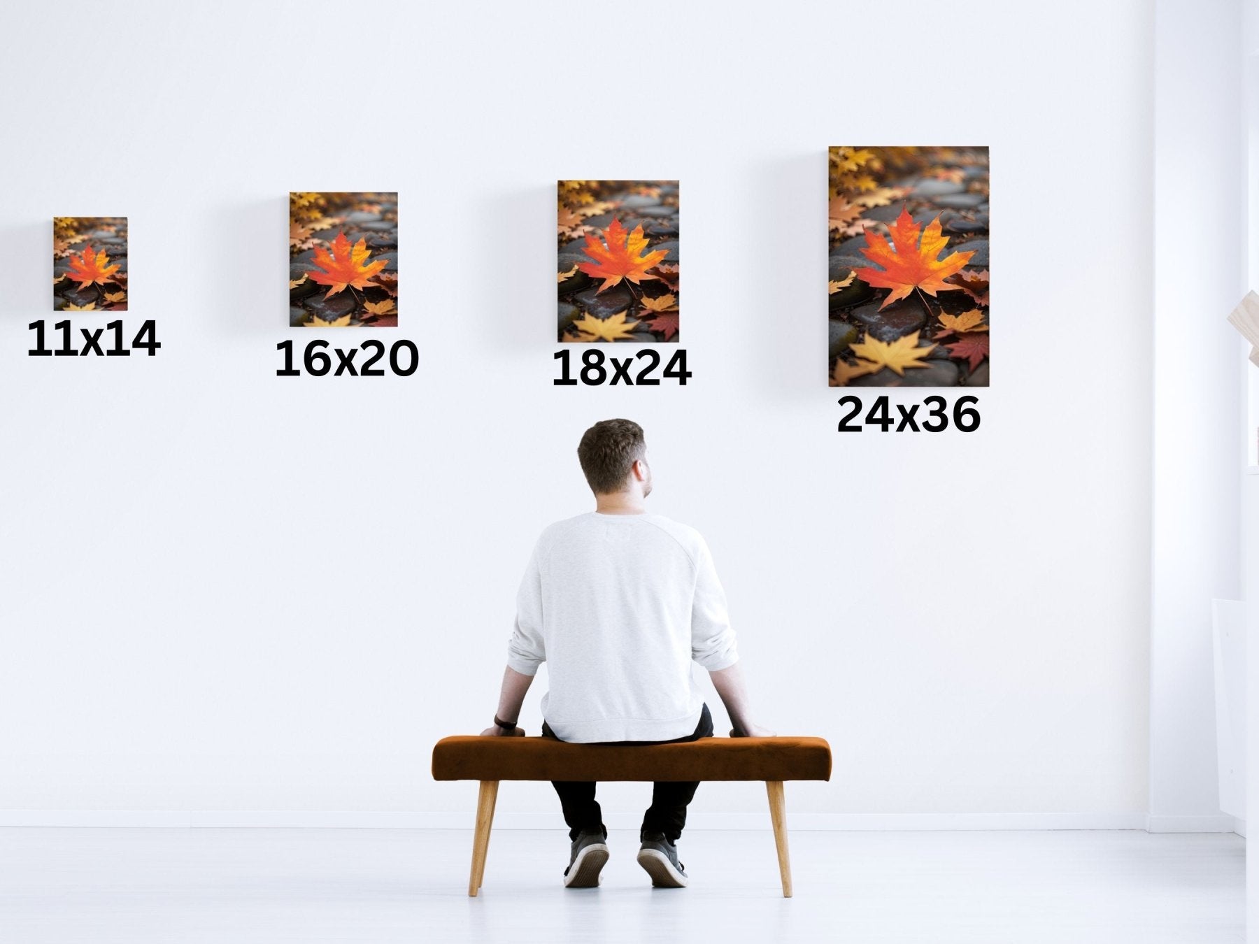 Poster print of leaf in the season of Fall Autumn hung on a wall in available print sizes | Janlyn's Crafts