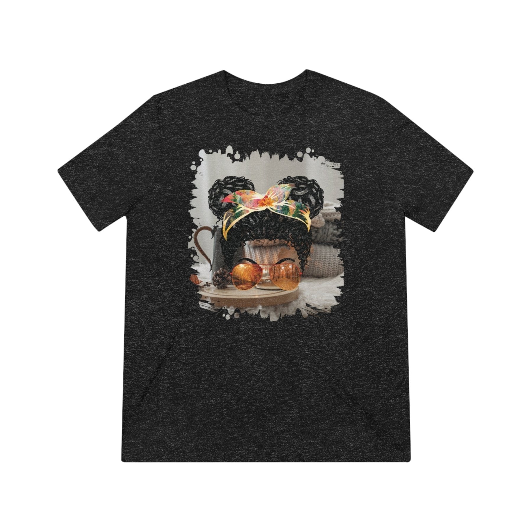 Fall Sweater, Black Hair Messy Bun, Unisex Triblend T - Shirt - Janlyn's Crafts