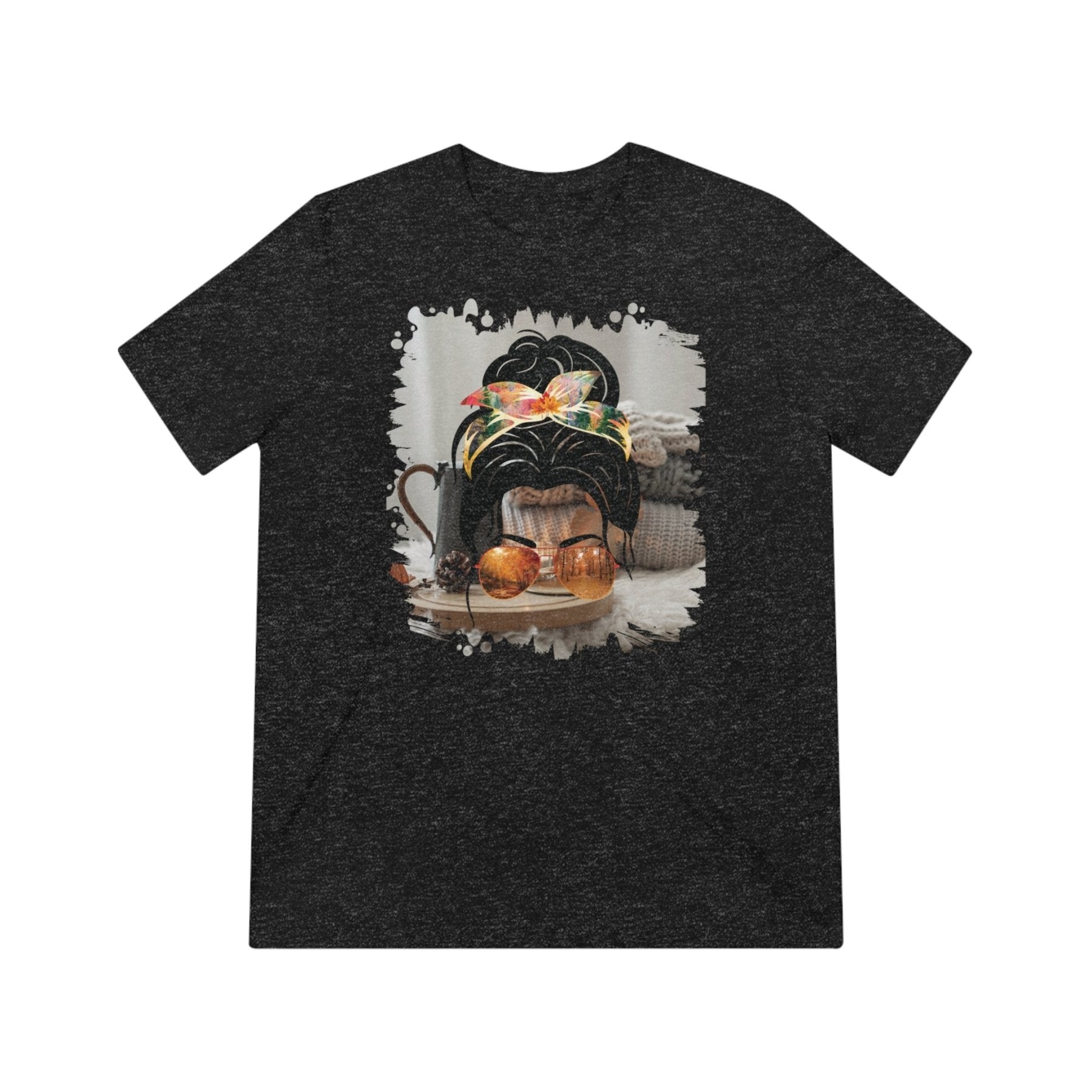 Fall Sweater, Dark Hair Messy Bun, Unisex Triblend T - Shirt - Janlyn's Crafts