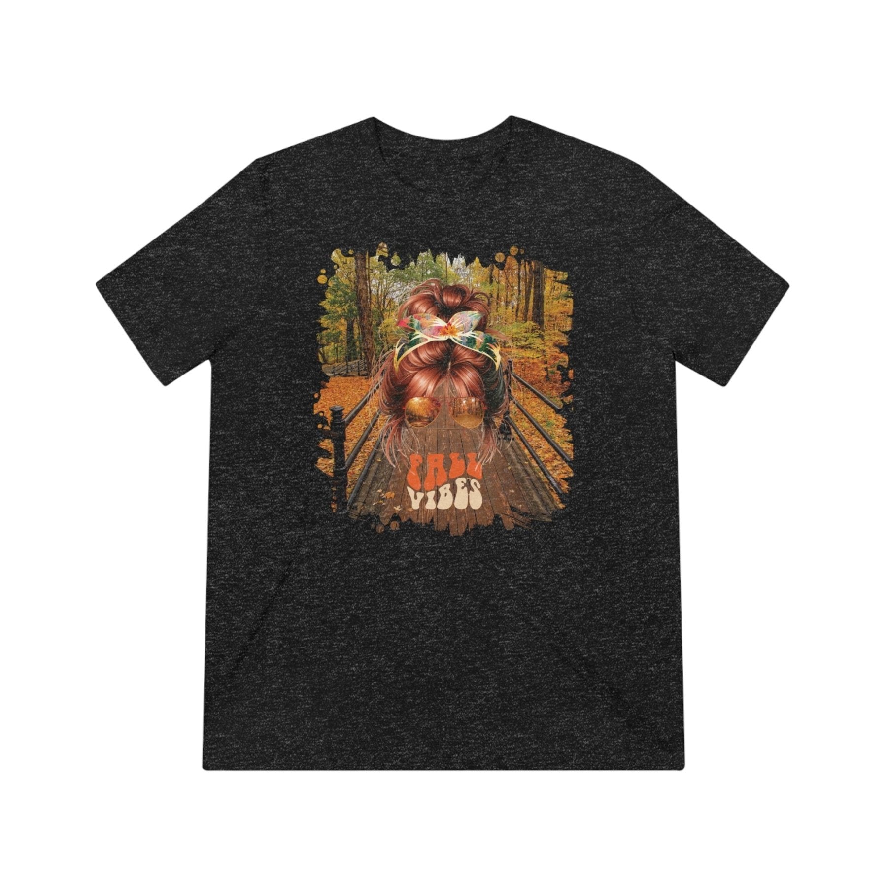 Fall Vibes Fall Hike, Red Hair Messy Bun, Unisex Triblend T - Shirt - Janlyn's Crafts