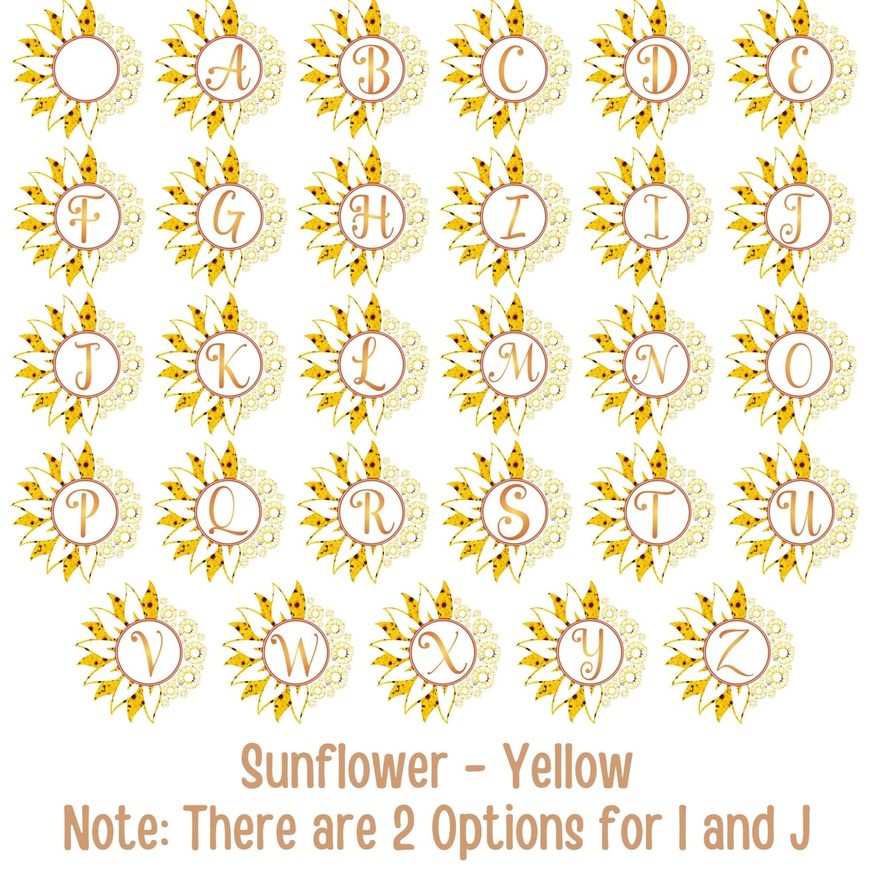 Flower & Sunflowers Personalized Monogram Canvas, Sunflowers Yellow - Janlyn's Crafts