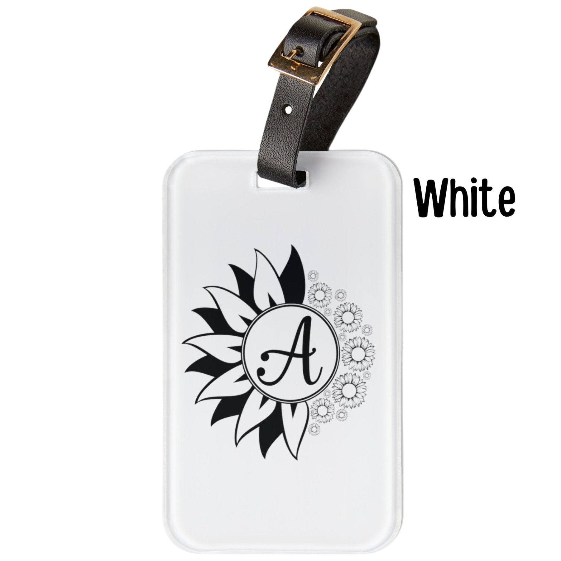 Flower & Sunflowers Personalized Monogram Luggage Tag, Sunflowers - Janlyn's Crafts