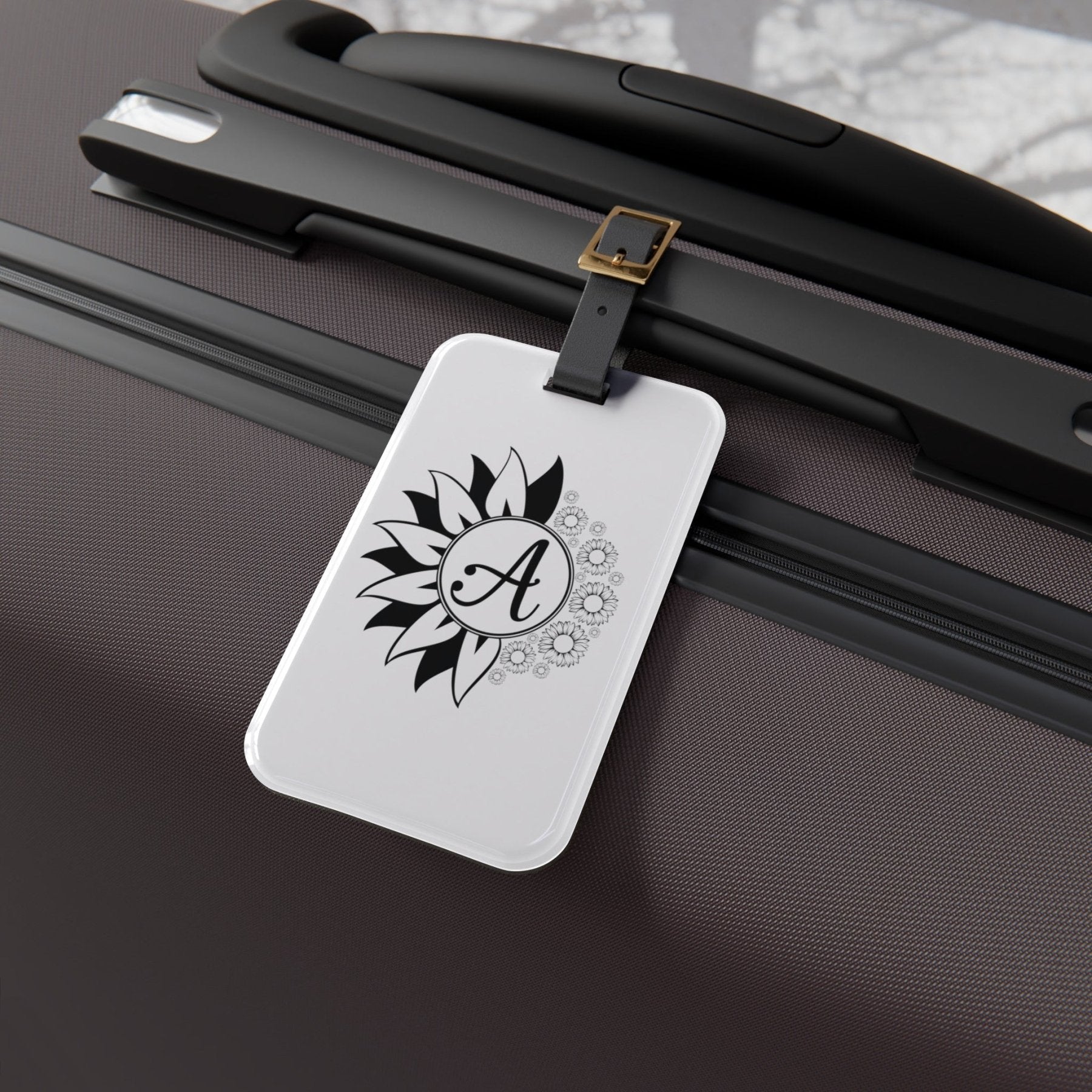 Flower & Sunflowers Personalized Monogram Luggage Tag, Sunflowers - Janlyn's Crafts