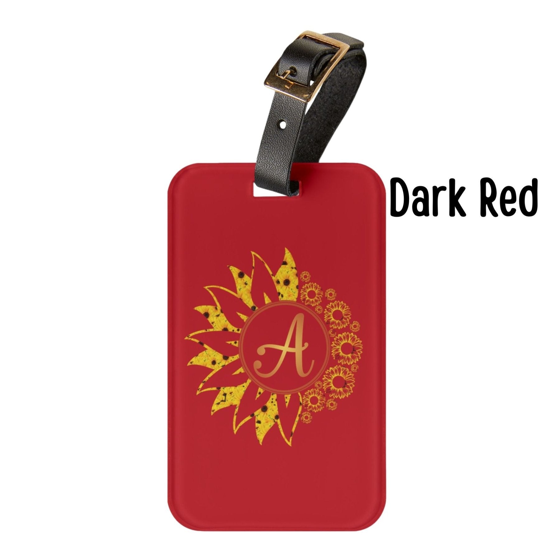 Flower & Sunflowers Personalized Monogram Luggage Tag, Yellow Sunflowers - Janlyn's Crafts