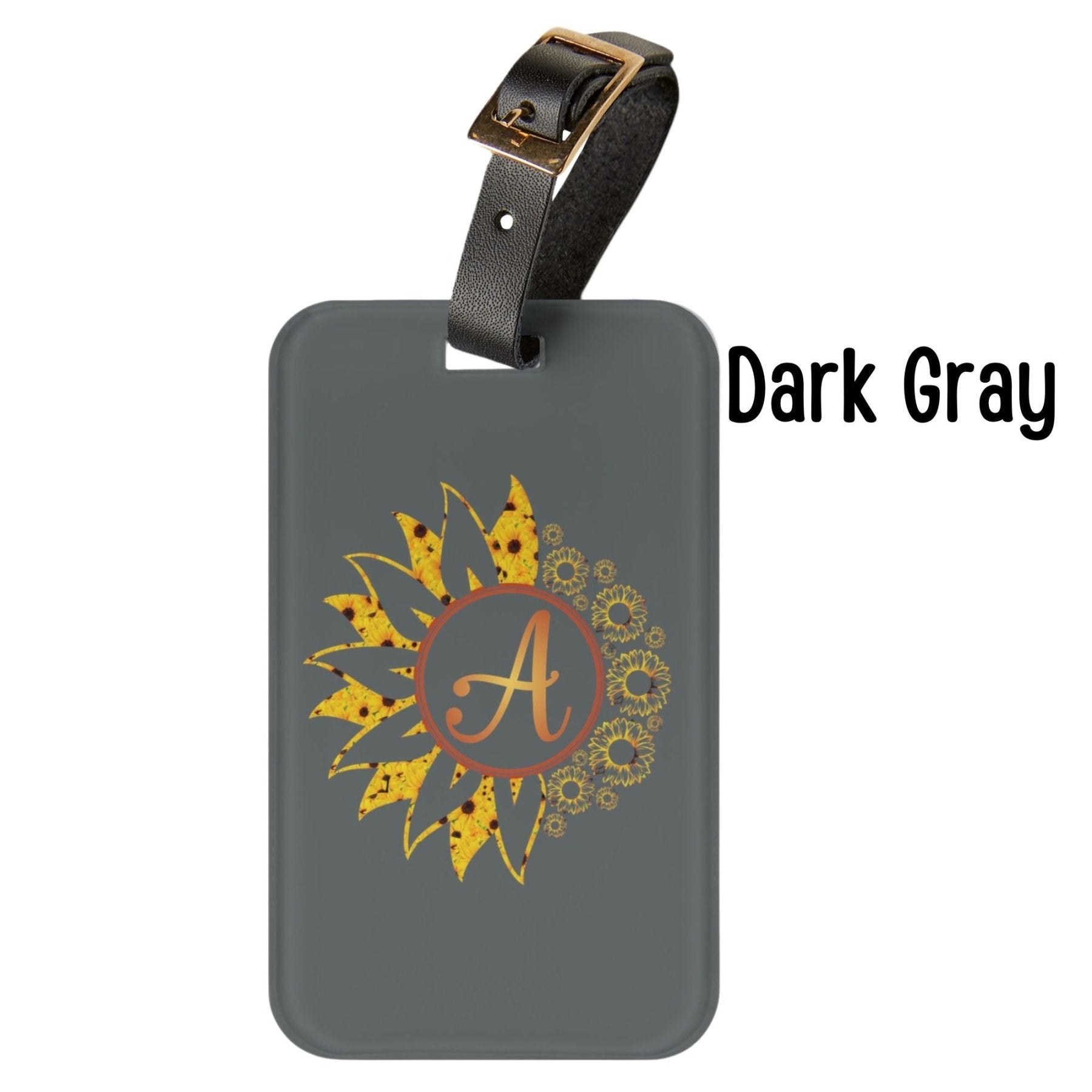 Flower & Sunflowers Personalized Monogram Luggage Tag, Yellow Sunflowers - Janlyn's Crafts