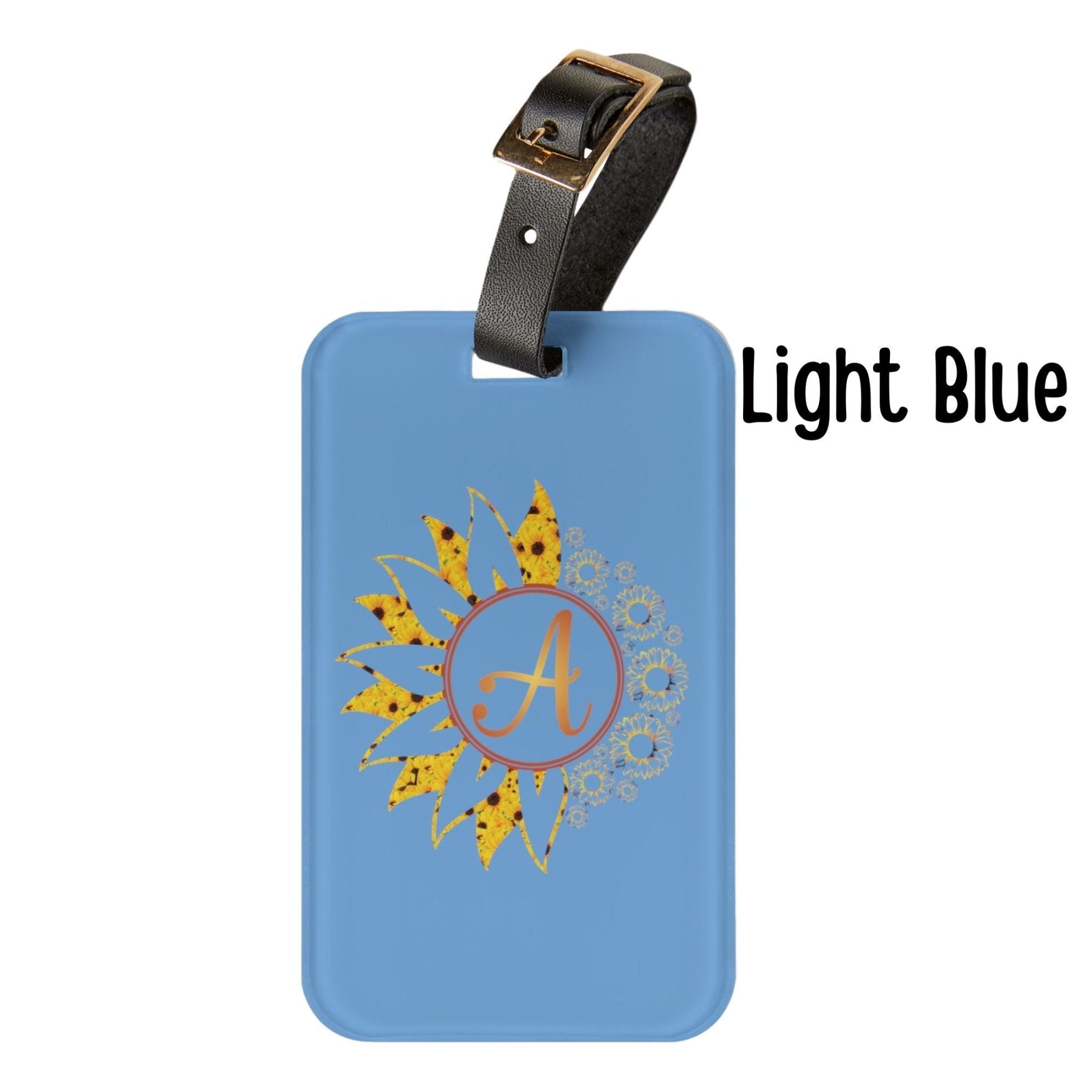 Flower & Sunflowers Personalized Monogram Luggage Tag, Yellow Sunflowers - Janlyn's Crafts