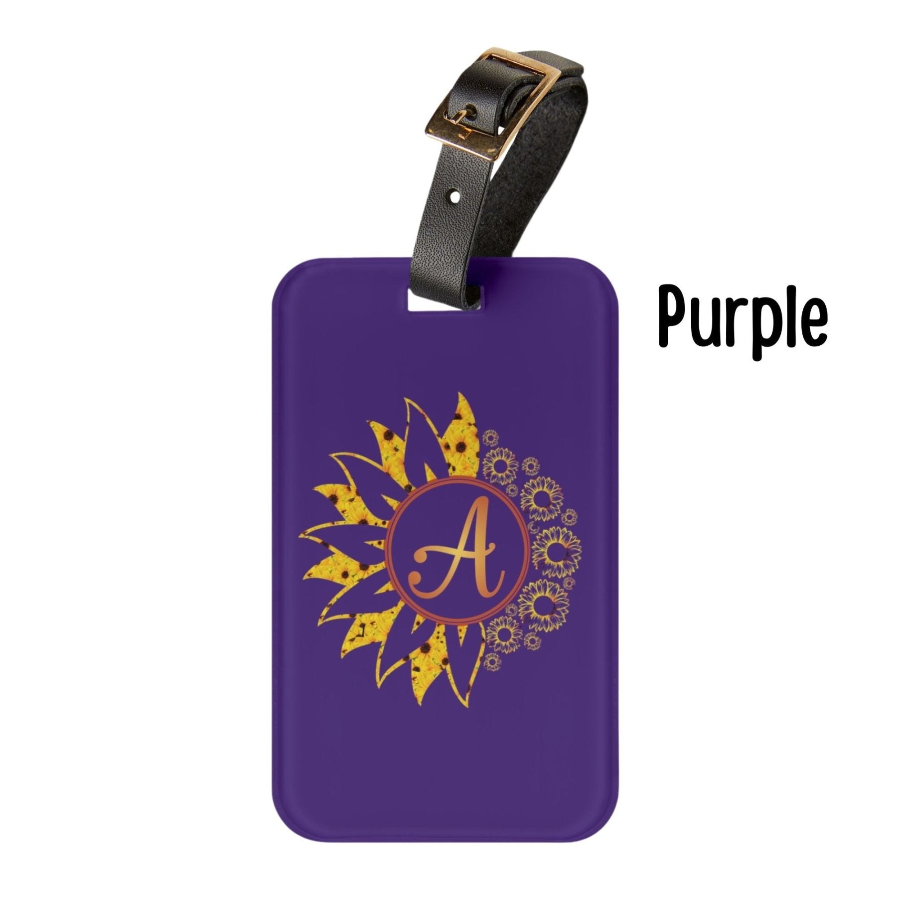 Flower & Sunflowers Personalized Monogram Luggage Tag, Yellow Sunflowers - Janlyn's Crafts