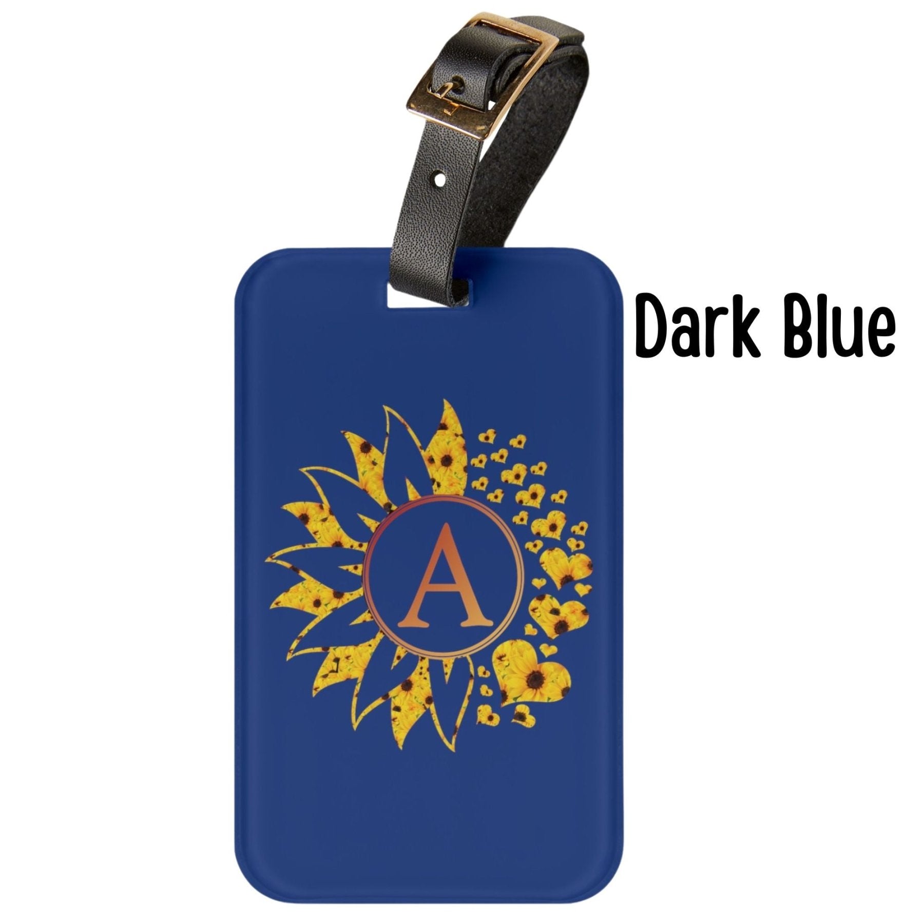 Flowers & Hearts Personalized Monogram Luggage Tag, Sunflower All & Hearts - Janlyn's Crafts