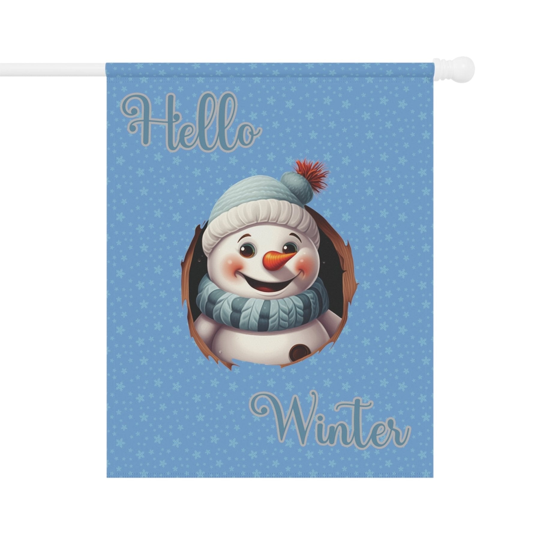 Garden Flag, Lawn Flag, House Flag, Home Flag, Winter Flag, Hello Winter, Light Blue, Snowman 2 - Janlyn's Crafts