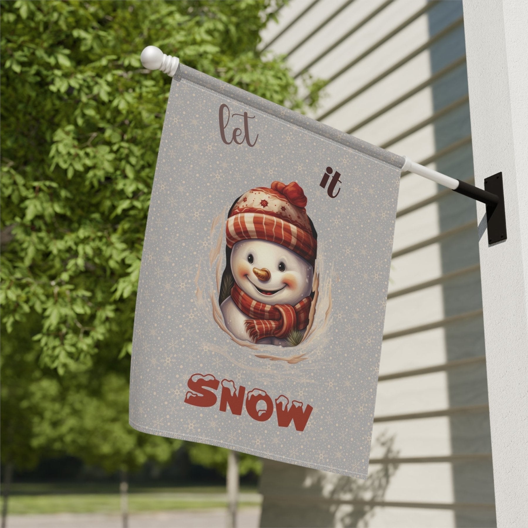 Garden Flag, Lawn Flag, House Flag, Home Flag, Winter Flag, Let it Snow, Light Gray, Snowman 3 - Janlyn's Crafts