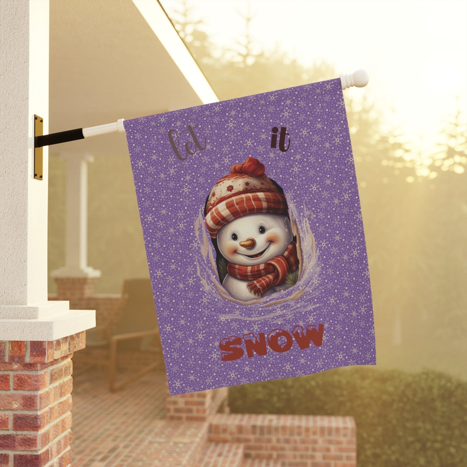 Garden Flag, Lawn Flag, House Flag, Home Flag, Winter Flag, Let it Snow, Light Purple, Snowman 3 - Janlyn's Crafts