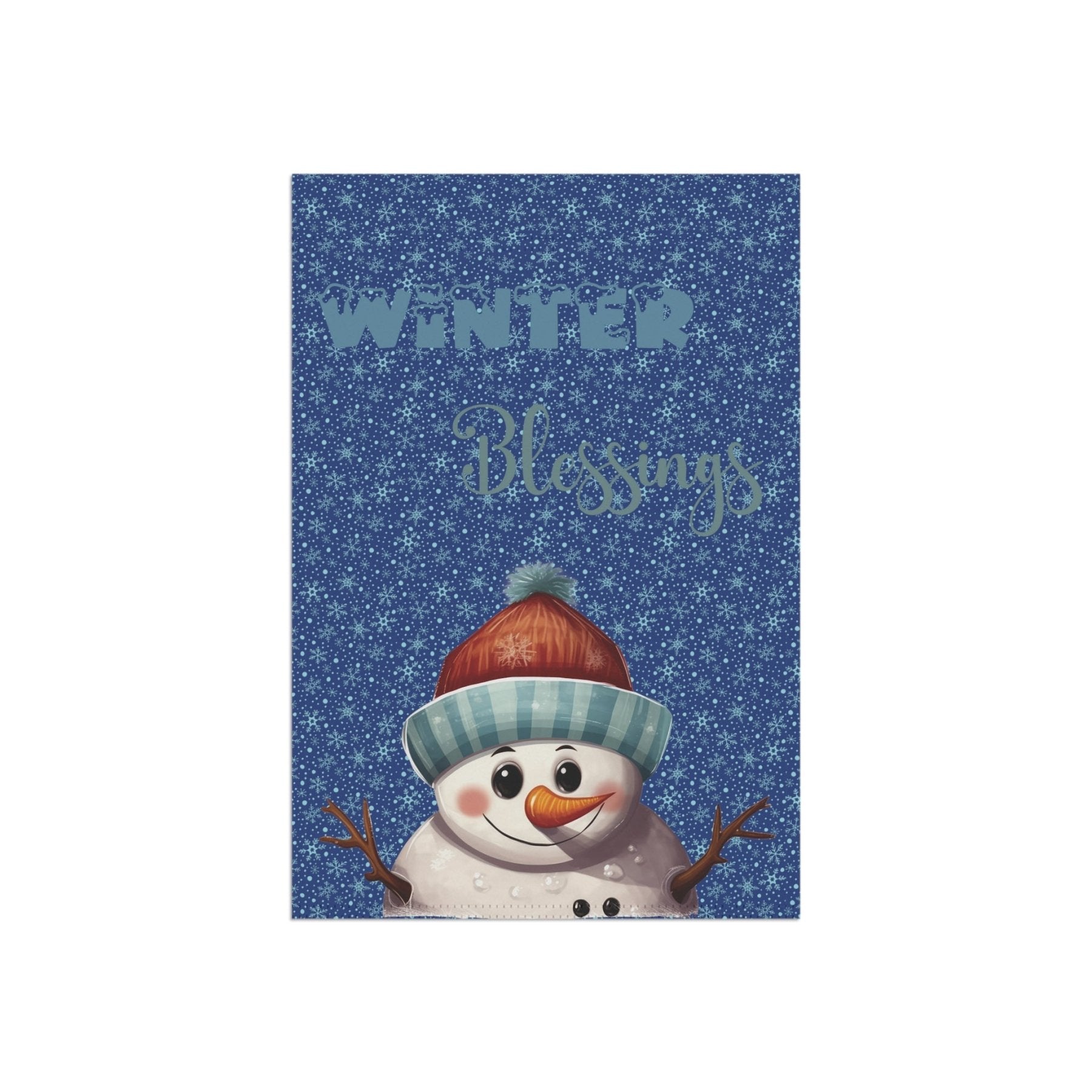 Garden Flag, Lawn Flag, House Flag, Home Flag, Winter Flag, Winter Blessings, Dark Blue, Snowman 4 - Janlyn's Crafts