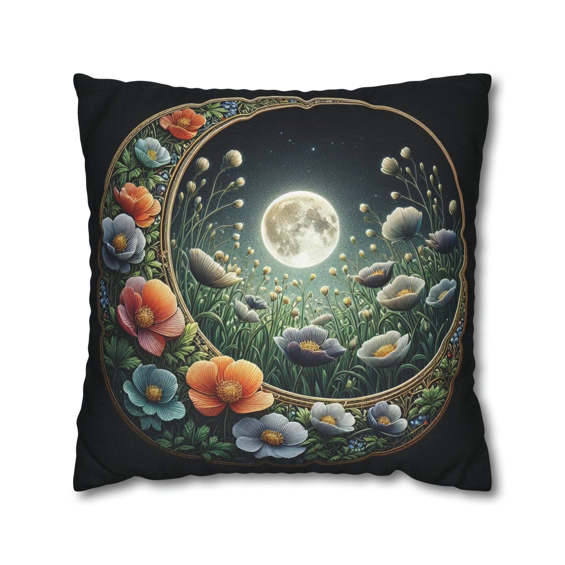 Moon & Flowers Throw Pillow Cover, Throw Pillow Case, Qty 1, (16) - Janlyn's Crafts