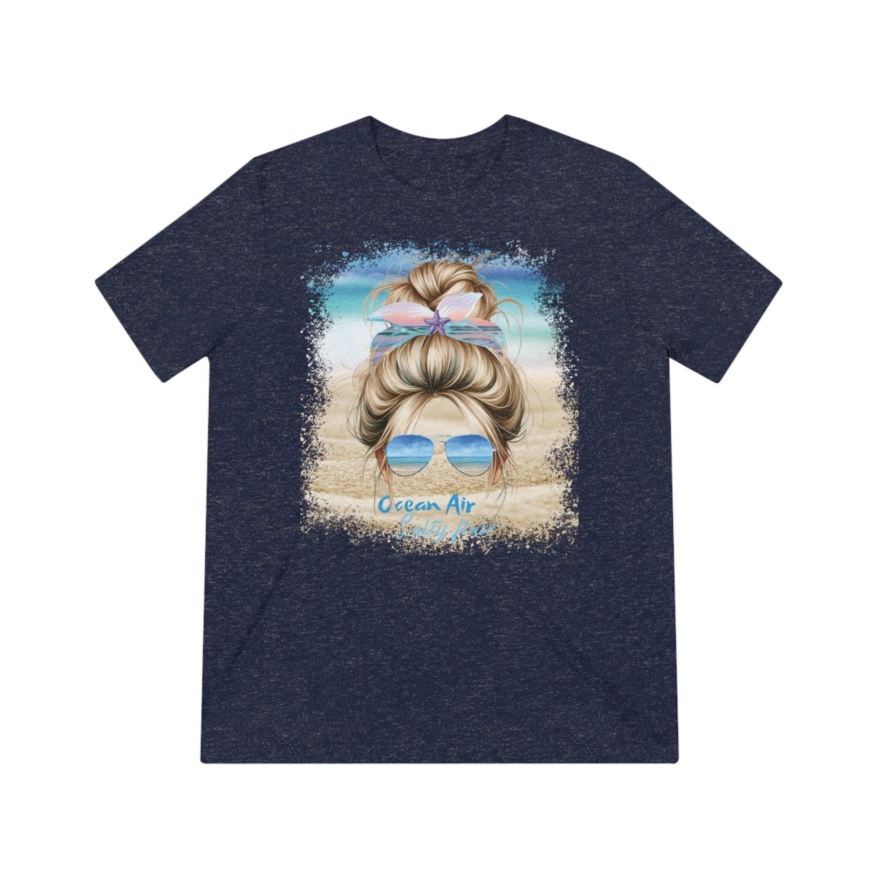 Ocean Air Salty Hair, Blond Hair Messy Bun, Unisex Triblend T-Shirt - Janlyn's Crafts