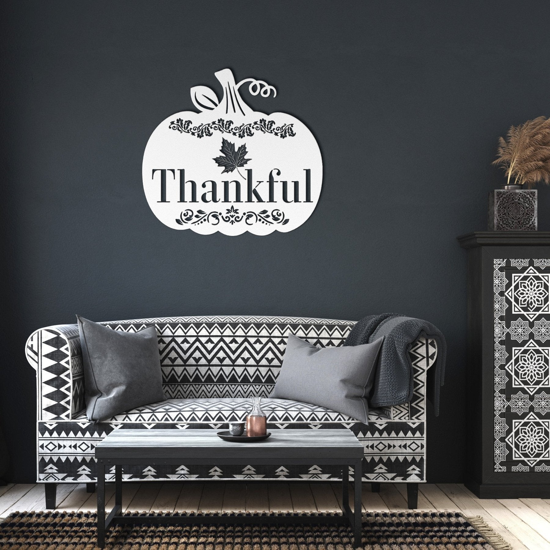 Pumpkin, Thankful, Metal Sign - Janlyn's Crafts