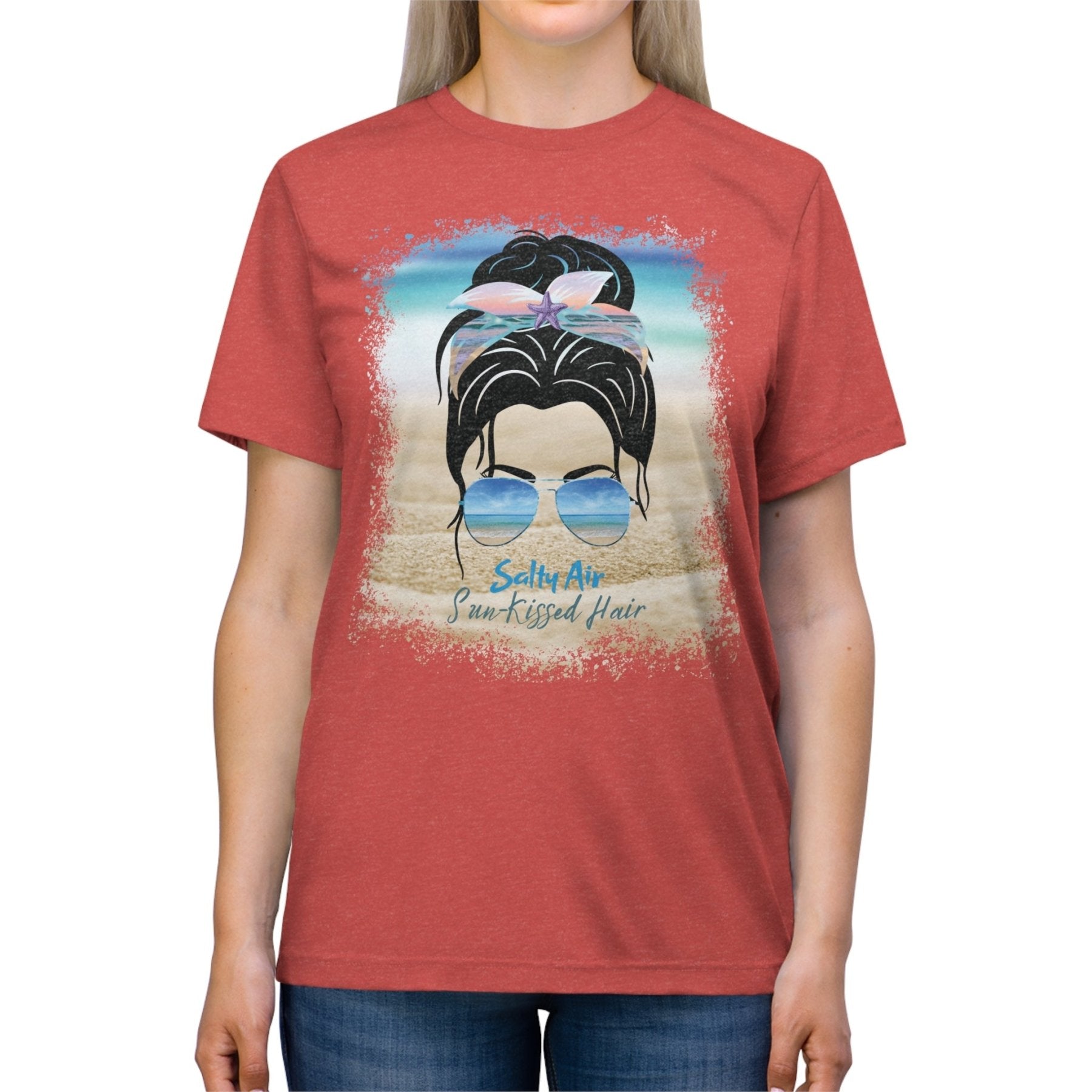 Salty Air Sun-Kissed Hair, Black Hair Messy Bun, Unisex Triblend T-Shirt - Janlyn's Crafts