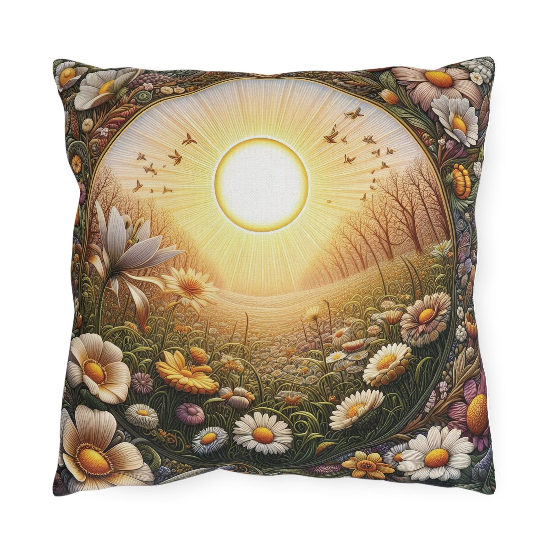 Sun & Flowers Outdoor Pillow, Qty 1, (12) - Janlyn's Crafts