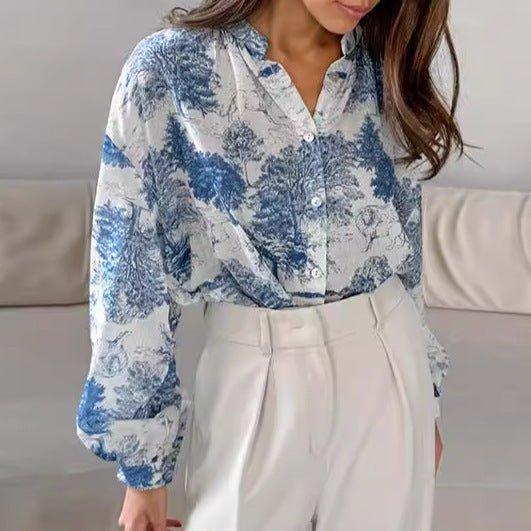 Vintage Floral Long Sleeve Shirt Women's Fashion - Janlyn's Crafts