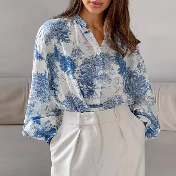Vintage Floral Long Sleeve Shirt Women's Fashion - Janlyn's Crafts