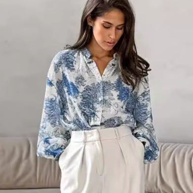 Vintage Floral Long Sleeve Shirt Women's Fashion - Janlyn's Crafts