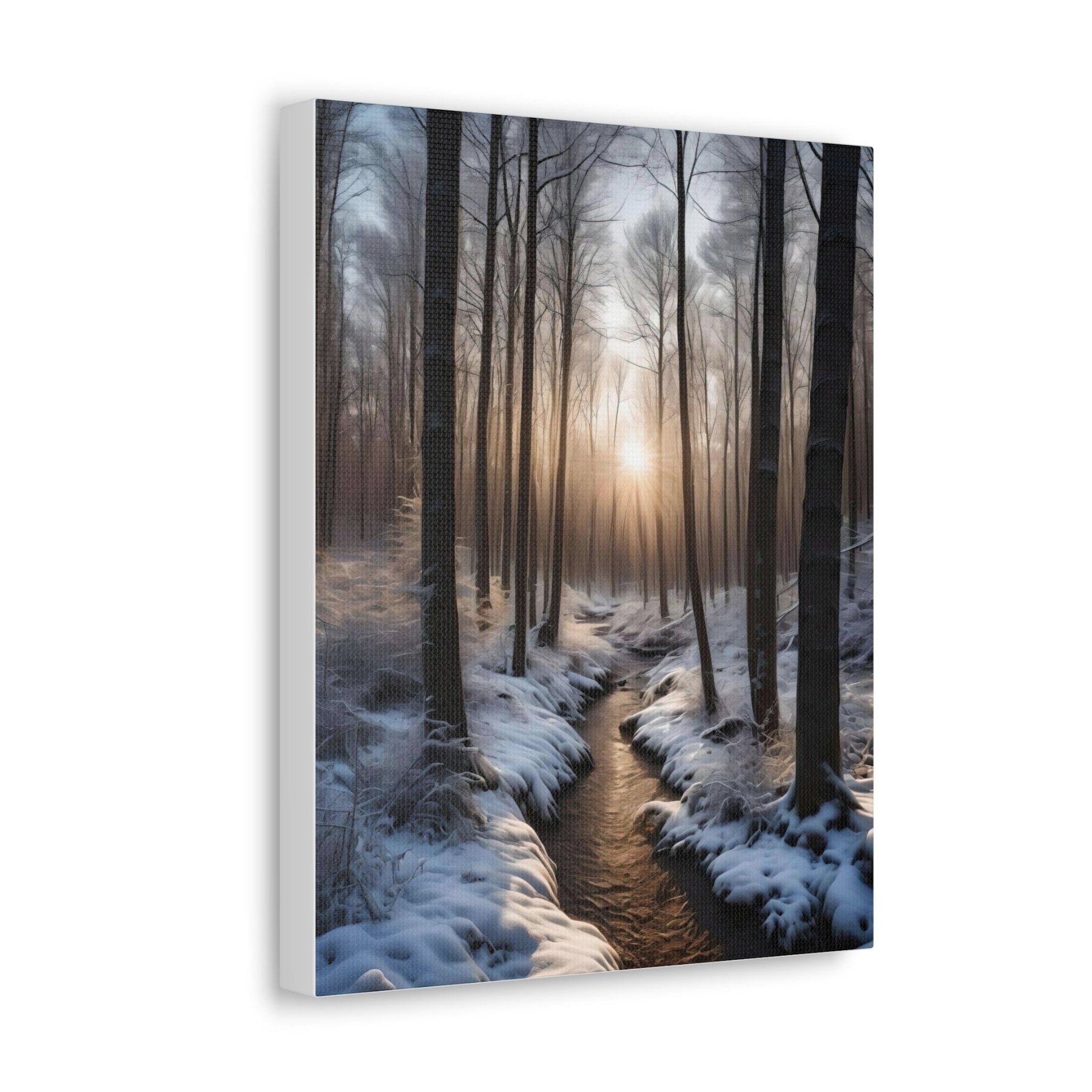 Winter Forest Landscape Canvas Print, Winter Wall Art, Winter Canvas, Winter Landscape Scene, Wall Art, Canvas Art, Winter Home Decor, Winter Forest Stream (5) - Janlyn's Crafts