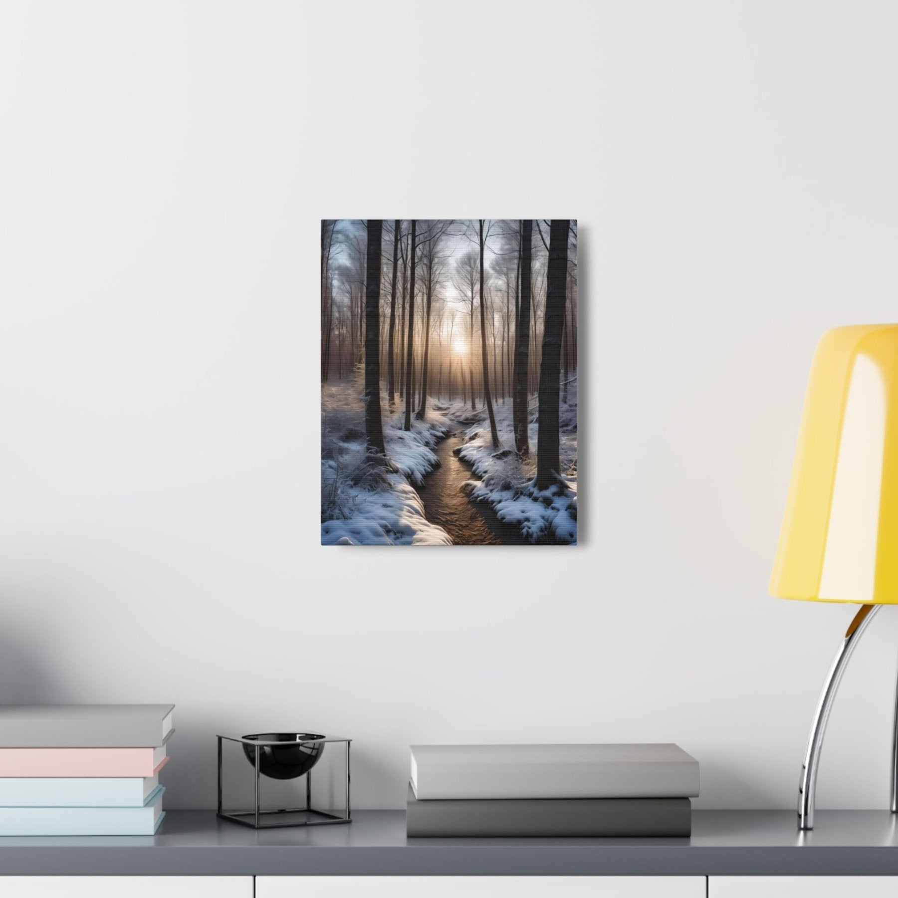 Winter Forest Landscape Canvas Print, Winter Wall Art, Winter Canvas, Winter Landscape Scene, Wall Art, Canvas Art, Winter Home Decor, Winter Forest Stream (5) - Janlyn's Crafts