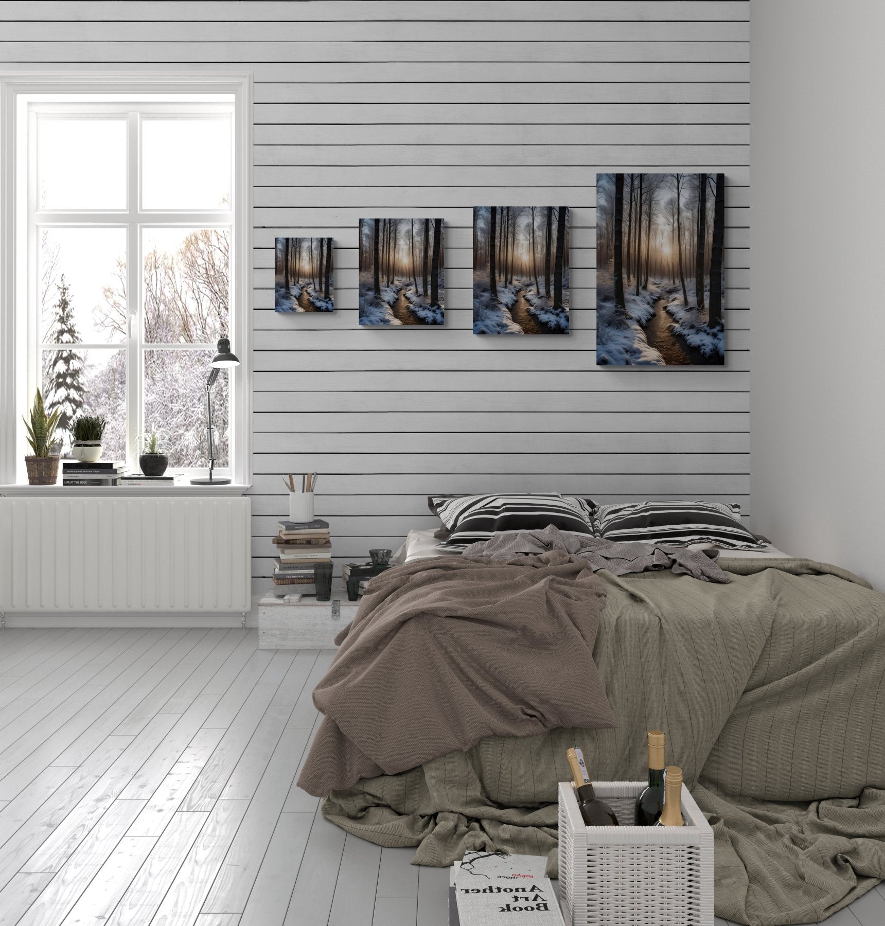 Winter Forest Landscape Canvas Print, Winter Wall Art, Winter Canvas, Winter Landscape Scene, Wall Art, Canvas Art, Winter Home Decor, Winter Forest Stream (5) - Janlyn's Crafts