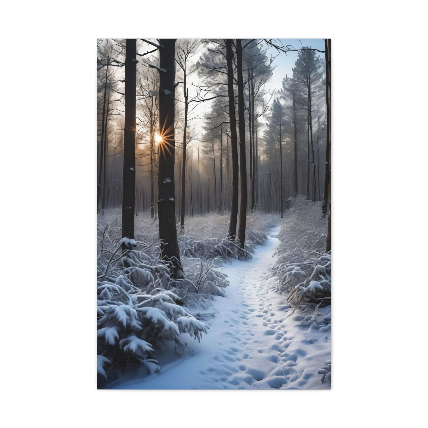Winter Forest Landscape Canvas Print, Winter Wall Art, Winter Canvas, Winter Landscape Scene, Wall Art, Canvas Art, Winter Home Decor, Winter Forest Stream (6) - Janlyn's Crafts