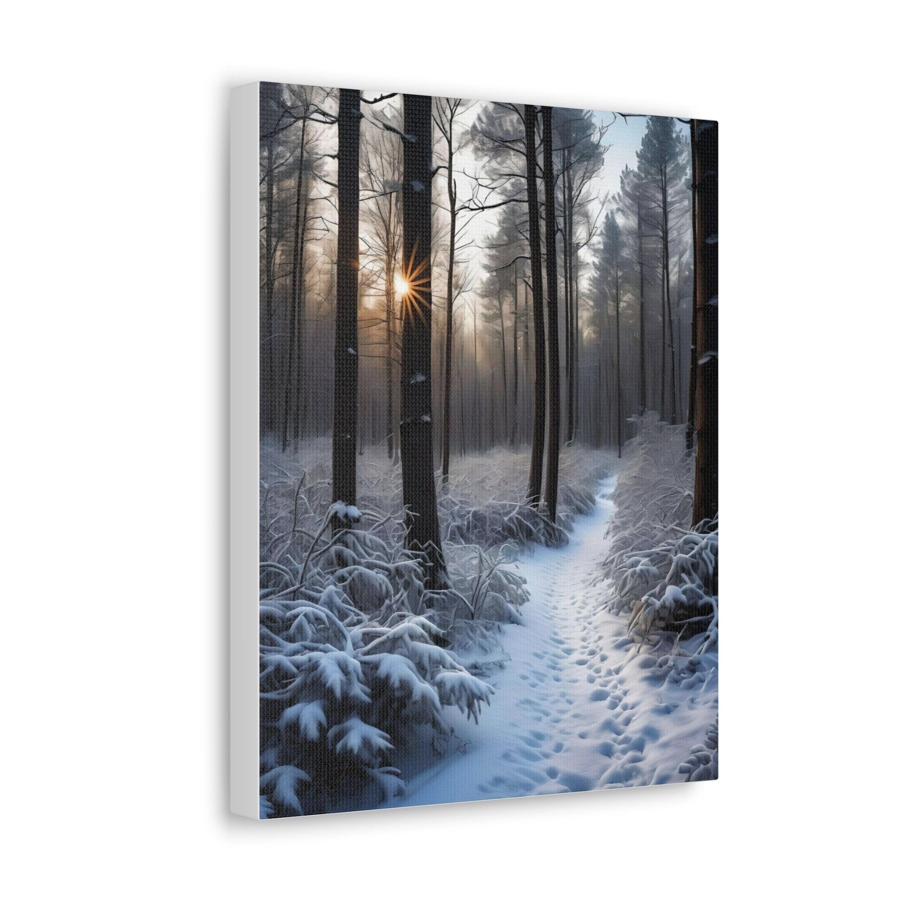 Winter Forest Landscape Canvas Print, Winter Wall Art, Winter Canvas, Winter Landscape Scene, Wall Art, Canvas Art, Winter Home Decor, Winter Forest Stream (6) - Janlyn's Crafts