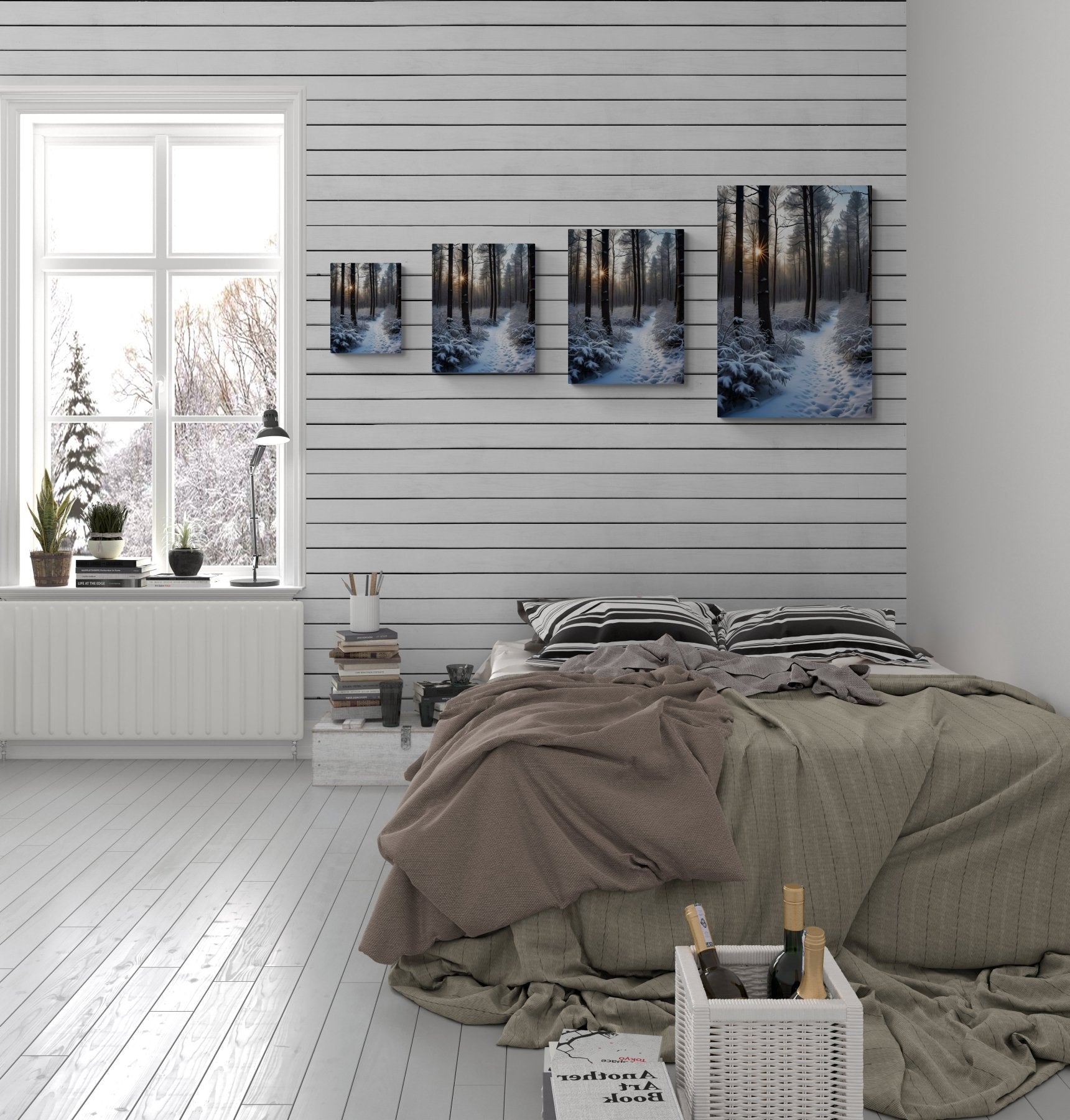 Winter Forest Landscape Canvas Print, Winter Wall Art, Winter Canvas, Winter Landscape Scene, Wall Art, Canvas Art, Winter Home Decor, Winter Forest Stream (6) - Janlyn's Crafts