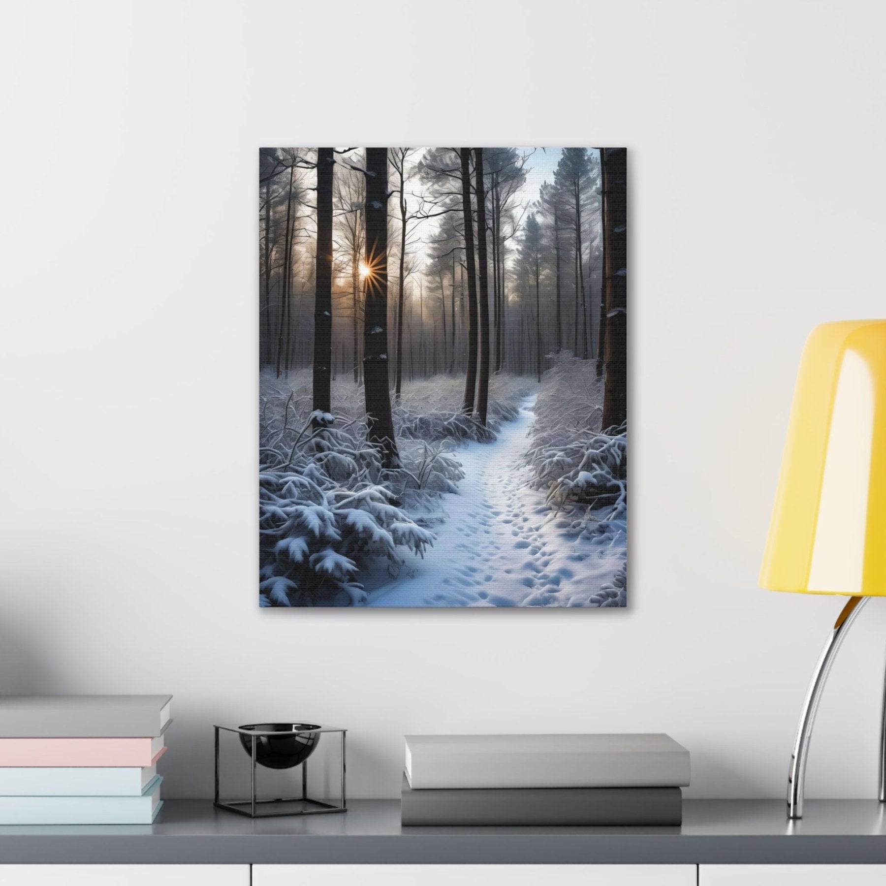 Winter Forest Landscape Canvas Print, Winter Wall Art, Winter Canvas, Winter Landscape Scene, Wall Art, Canvas Art, Winter Home Decor, Winter Forest Stream (6) - Janlyn's Crafts