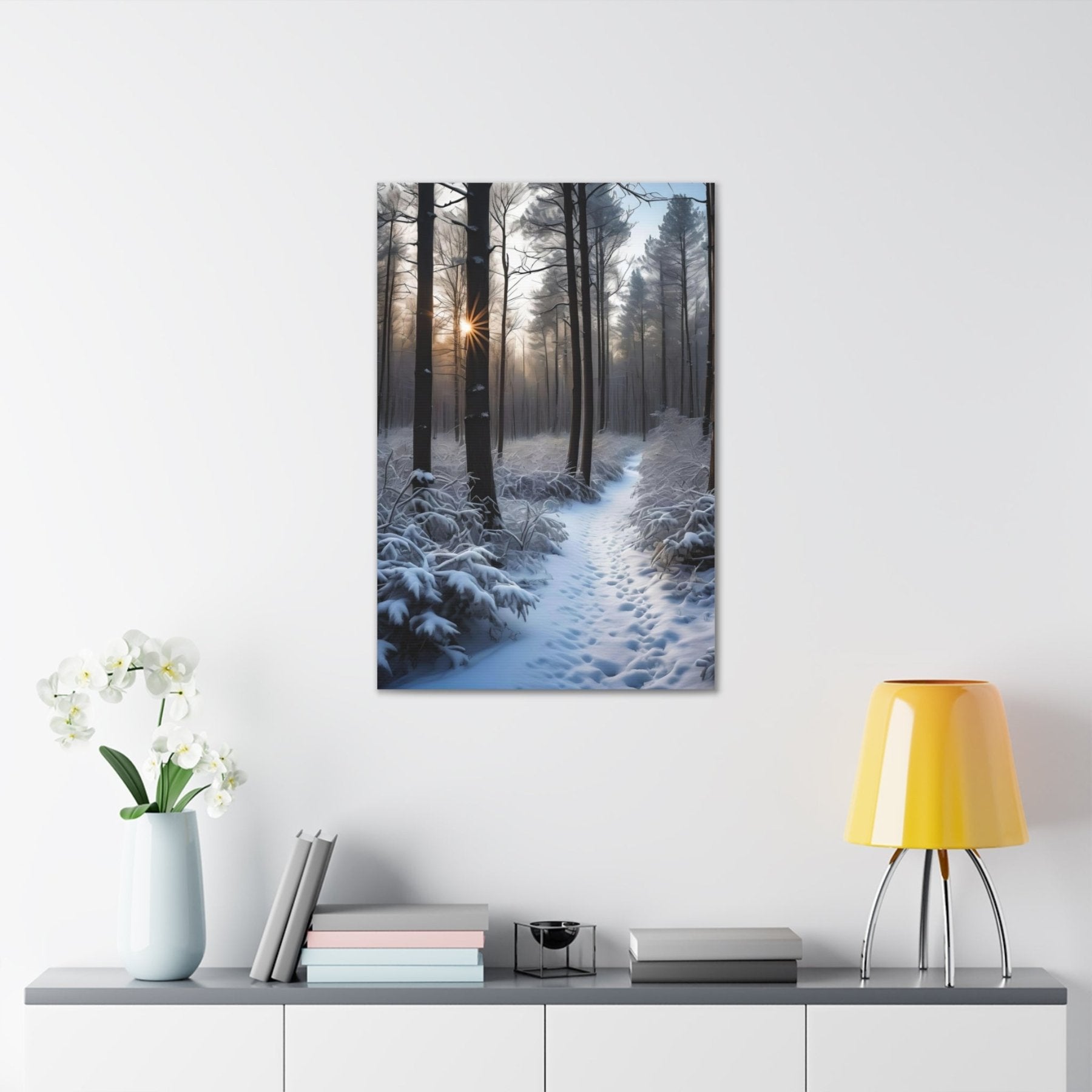 Winter Forest Landscape Canvas Print, Winter Wall Art, Winter Canvas, Winter Landscape Scene, Wall Art, Canvas Art, Winter Home Decor, Winter Forest Stream (6) - Janlyn's Crafts