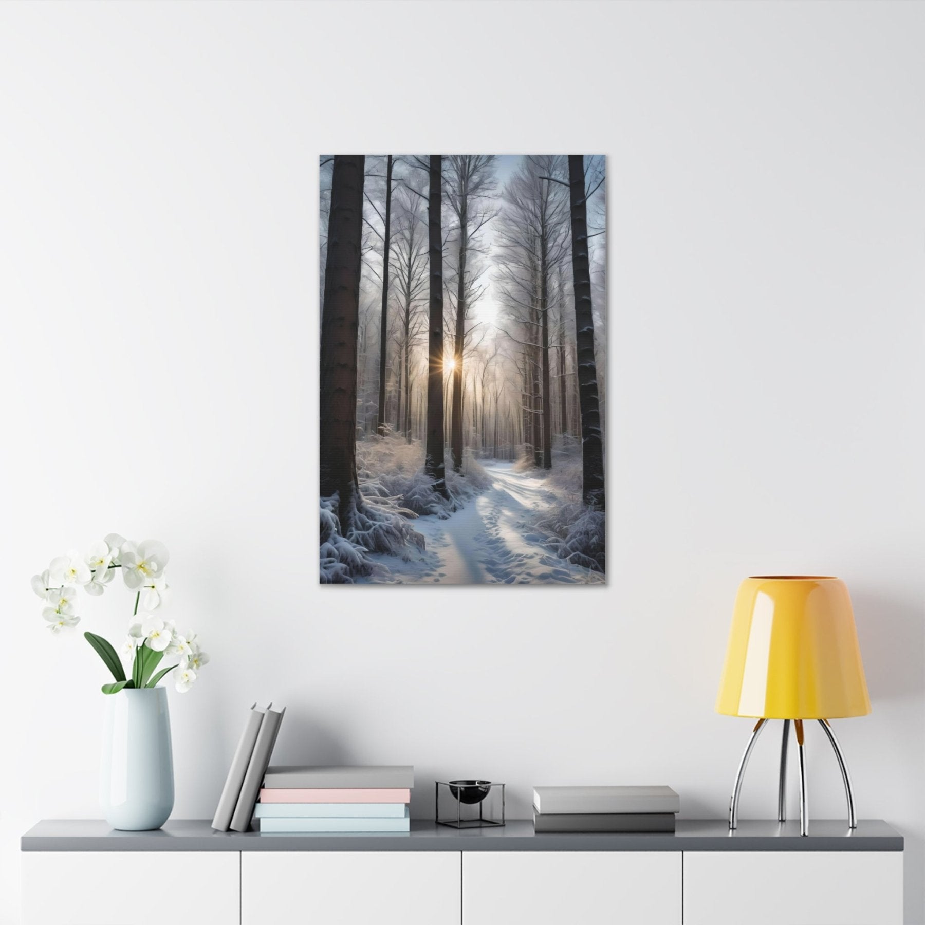Winter Forest Landscape Canvas Print, Winter Wall Art, Winter Canvas, Winter Landscape Scene, Wall Art, Canvas Art, Winter Home Decor, Winter Forest Stream (7) - Janlyn's Crafts