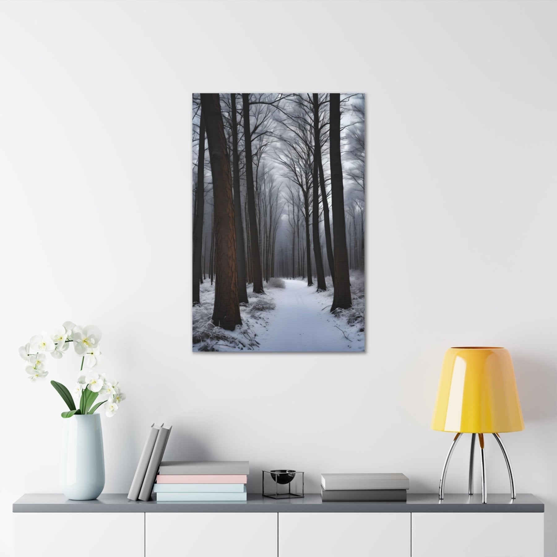 Winter Forest Landscape Canvas Print, Winter Wall Art, Winter Canvas, Winter Landscape Scene, Wall Art, Canvas Art, Winter Home Decor, Winter Forest Stream (8) - Janlyn's Crafts