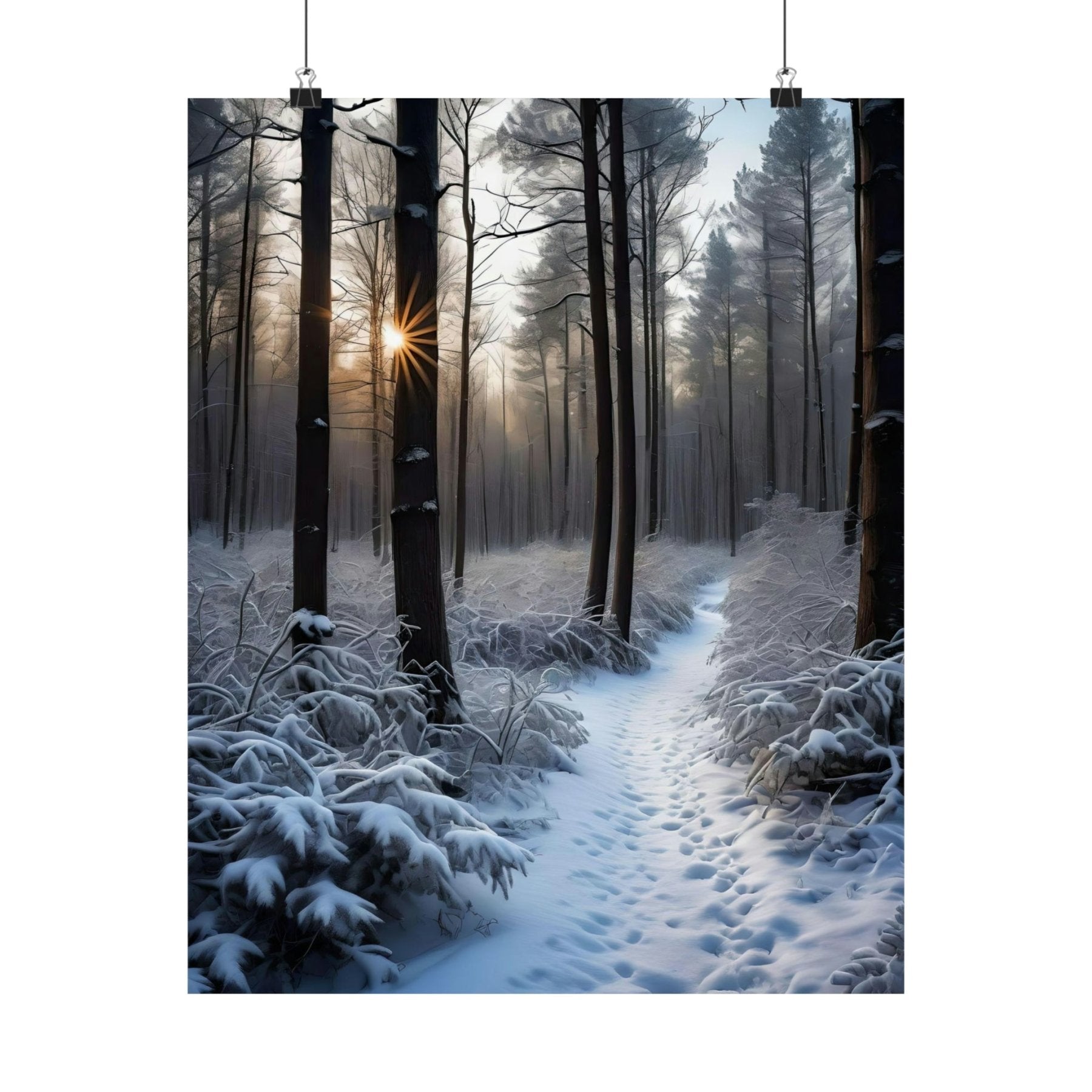 Winter Forest Landscape Poster Print, Winter Wall Art, Winter Poster, Winter Landscape Scene, Wall Art, Poster Art, Rolled Poster, Winter Home Decor, Winter Forest Stream (6) - Janlyn's Crafts
