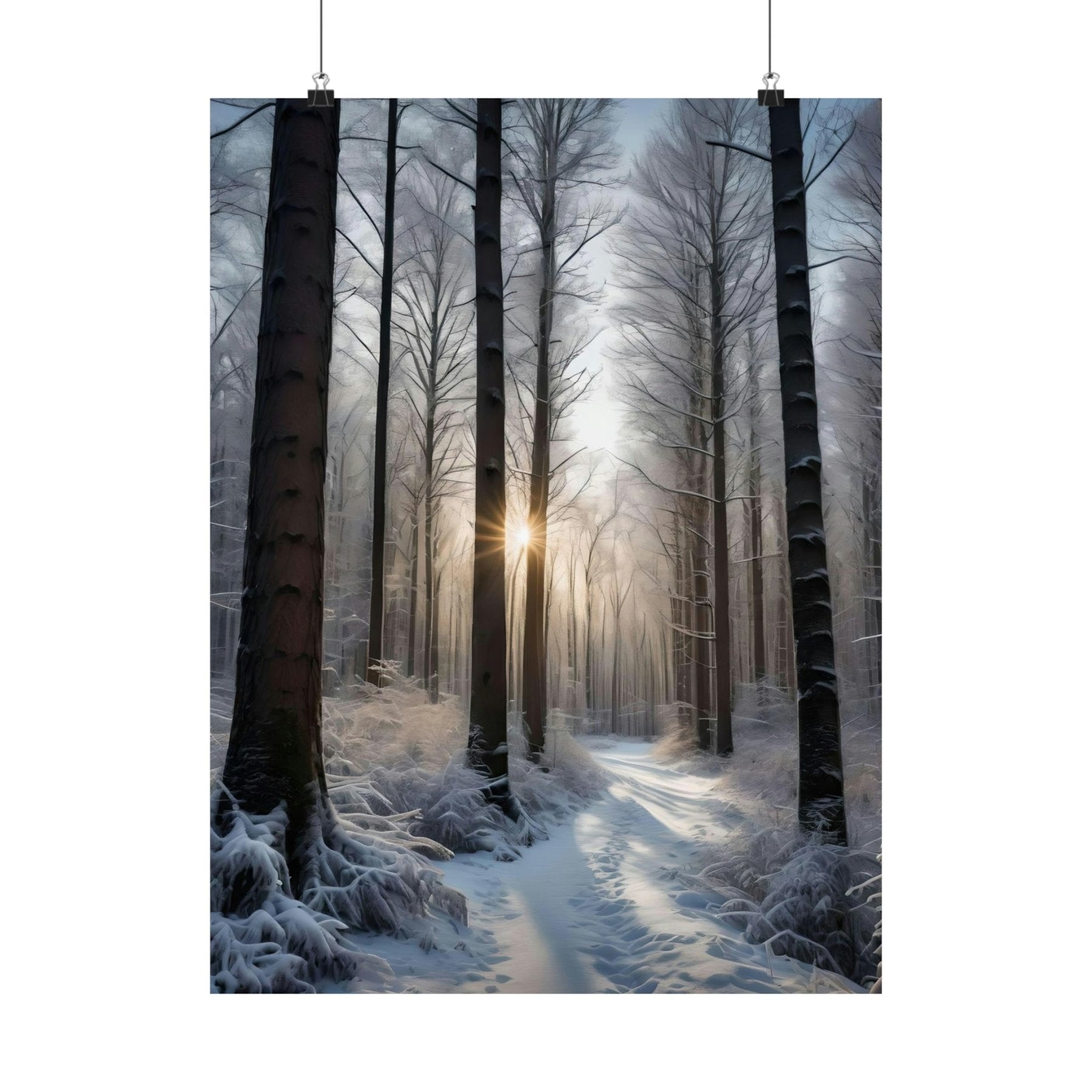 Winter Forest Landscape Poster Print, Winter Wall Art, Winter Poster, Winter Landscape Scene, Wall Art, Poster Art, Rolled Poster, Winter Home Decor, Winter Forest Stream (7) - Janlyn's Crafts