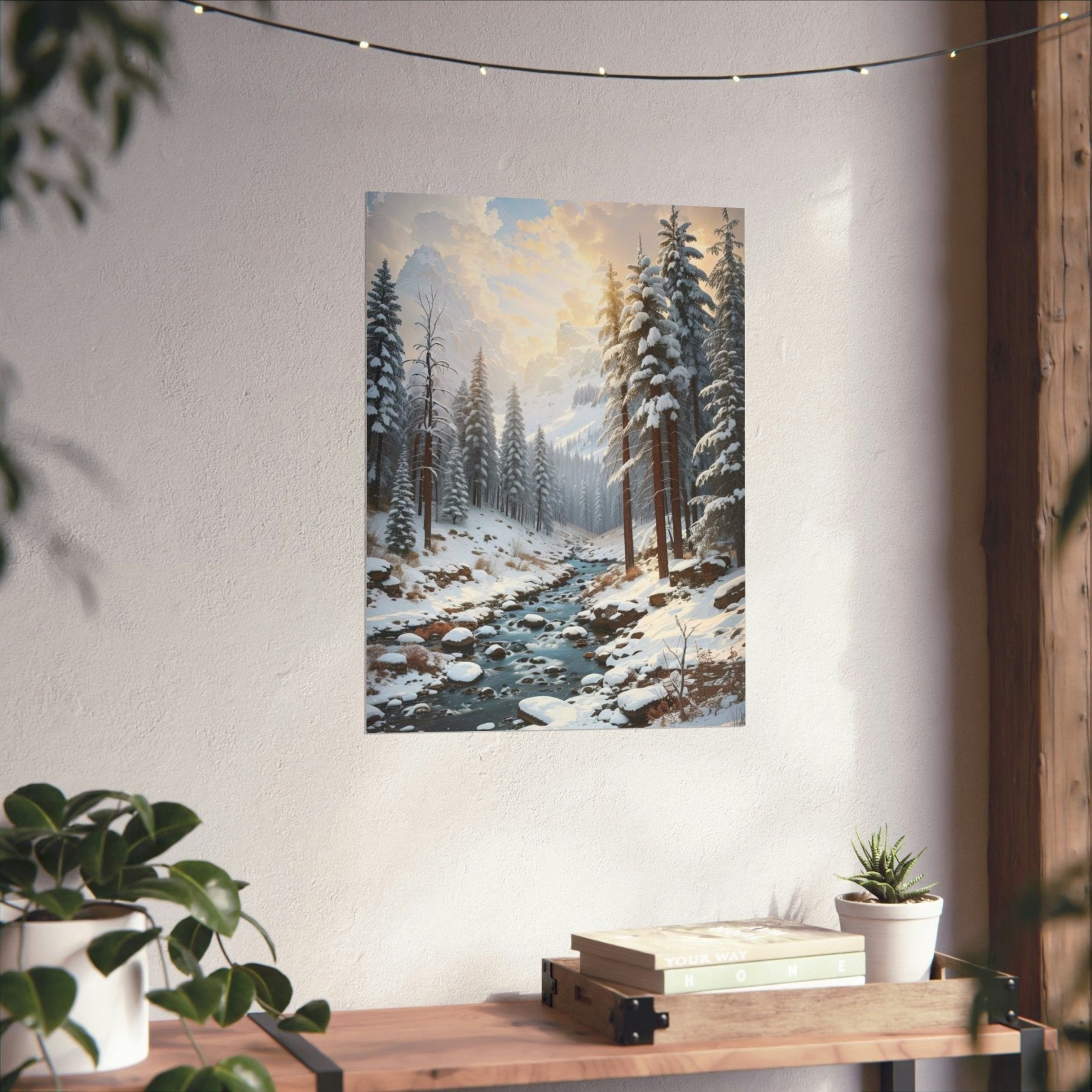 Winter Forest Landscape Poster Print, Winter Wall Art, Winter Poster, Winter Landscape Scene, Wall Art, Poster Art, Rolled Poster, Winter Home Decor, Winter Forest Stream (1) - Janlyn's Crafts