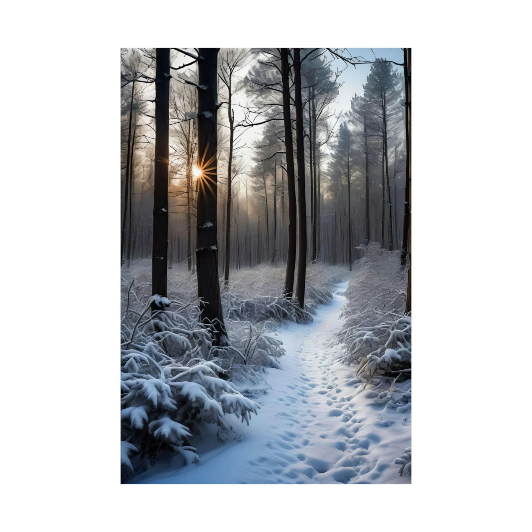 Winter Forest Landscape Poster Print, Winter Wall Art, Winter Poster, Winter Landscape Scene, Wall Art, Poster Art, Rolled Poster, Winter Home Decor, Winter Forest Stream (6) - Janlyn's Crafts