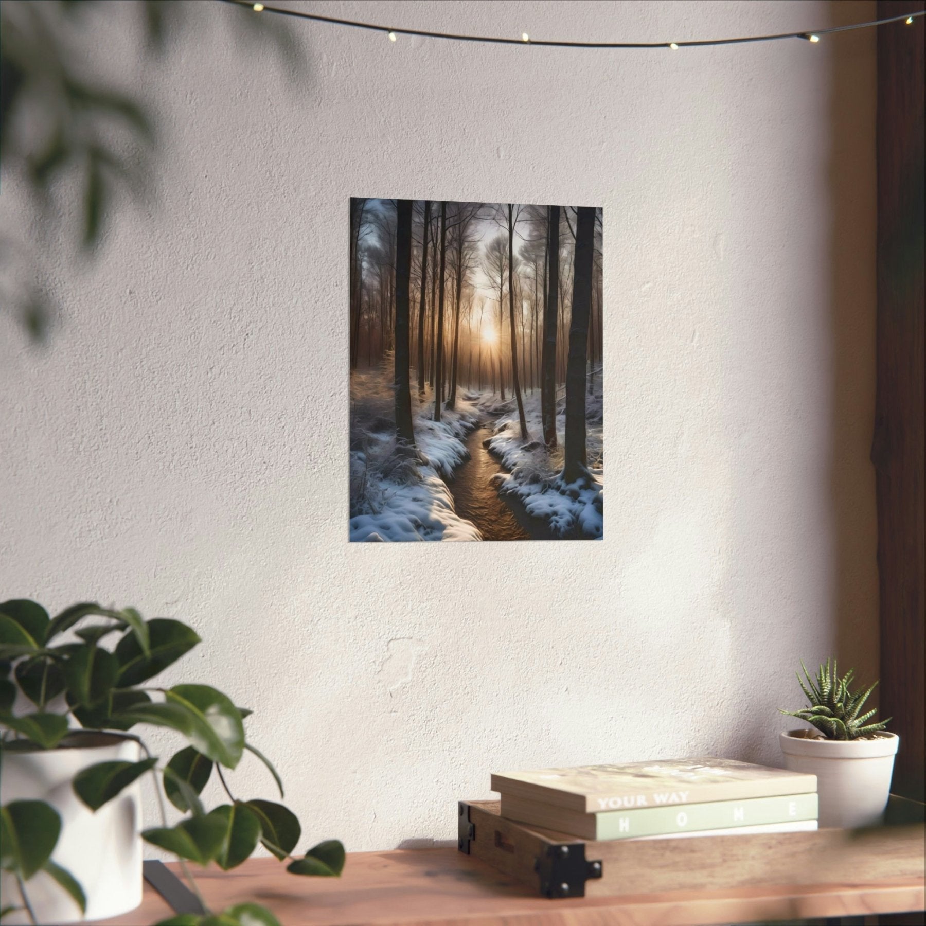 Winter Forest Landscape Poster Print, Winter Wall Art, Winter Poster, Winter Landscape Scene, Wall Art, Poster Art, Rolled Poster, Winter Home Decor, Winter Forest Stream (5) - Janlyn's Crafts