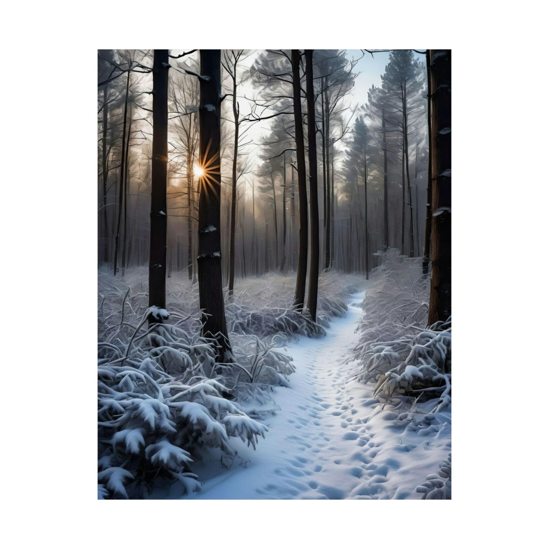 Winter Forest Landscape Poster Print, Winter Wall Art, Winter Poster, Winter Landscape Scene, Wall Art, Poster Art, Rolled Poster, Winter Home Decor, Winter Forest Stream (6) - Janlyn's Crafts
