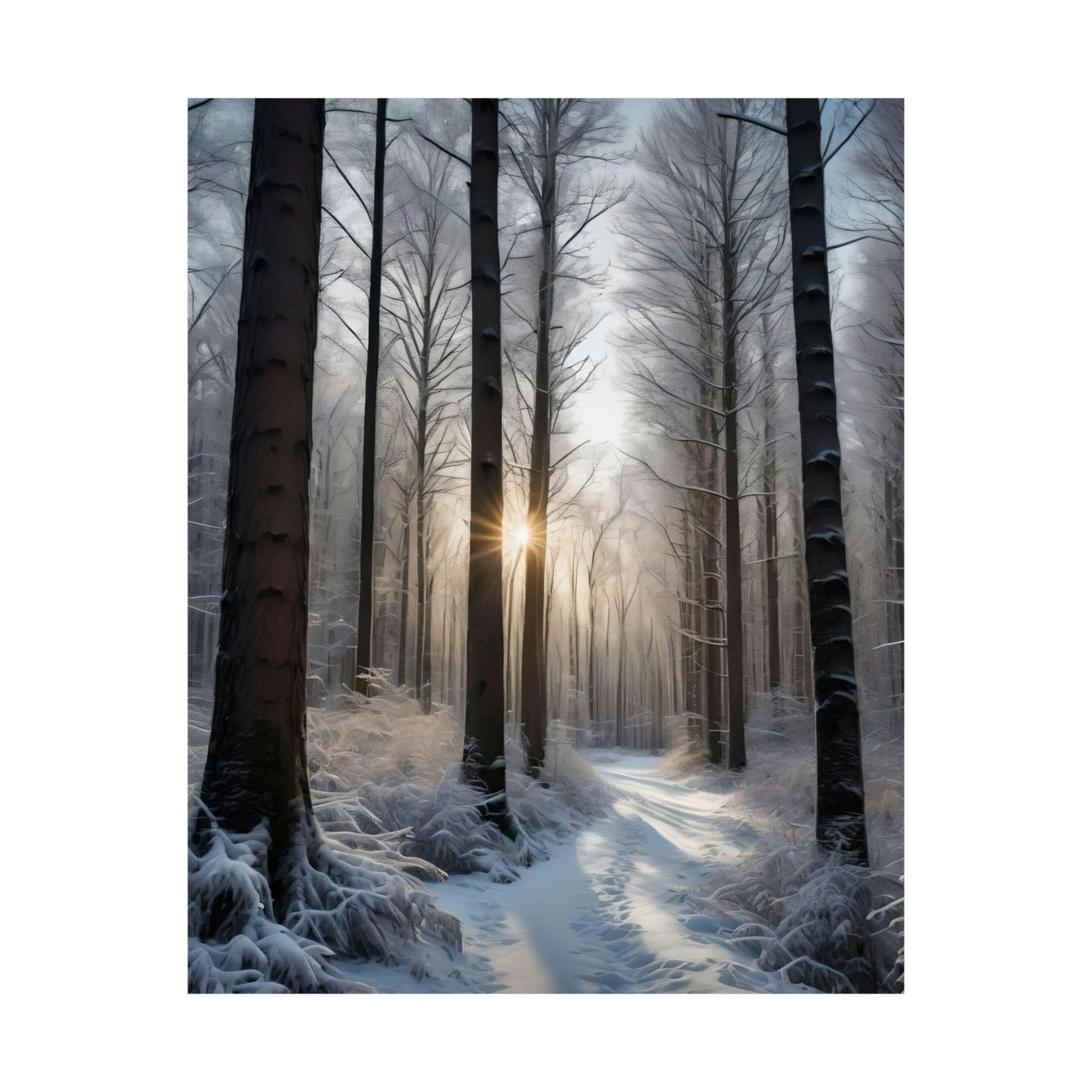 Winter Forest Landscape Poster Print, Winter Wall Art, Winter Poster, Winter Landscape Scene, Wall Art, Poster Art, Rolled Poster, Winter Home Decor, Winter Forest Stream (7) - Janlyn's Crafts