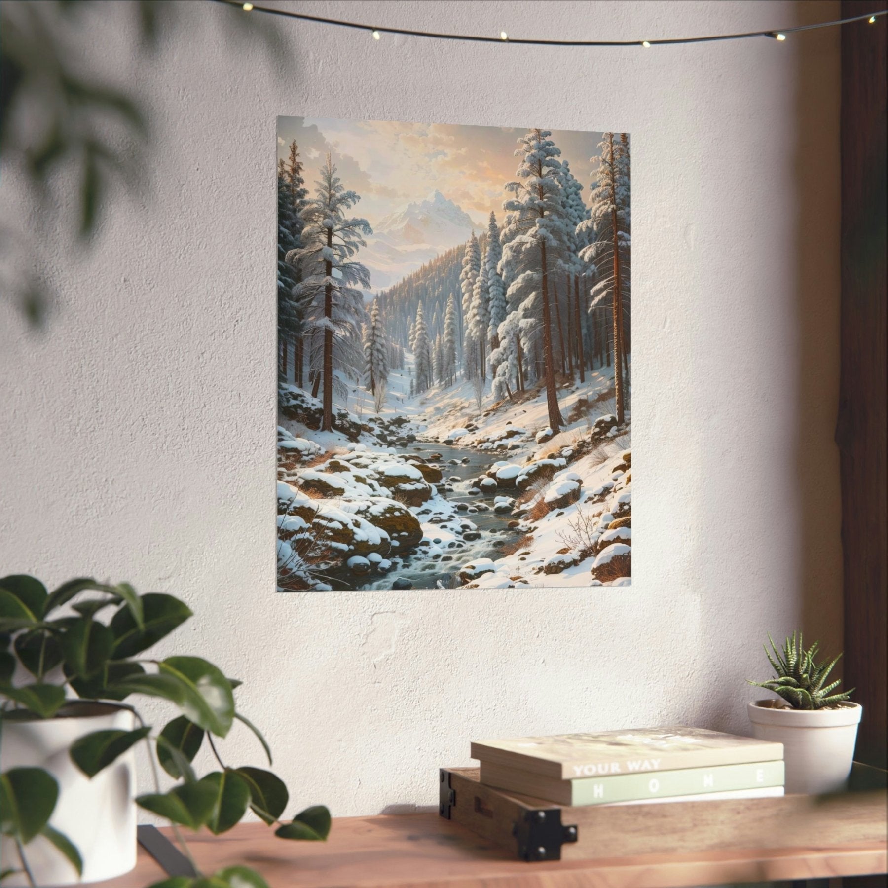 Winter Forest Landscape Poster Print, Winter Wall Art, Winter Poster, Winter Landscape Scene, Wall Art, Poster Art, Rolled Poster, Winter Home Decor, Winter Forest Stream (2) - Janlyn's Crafts