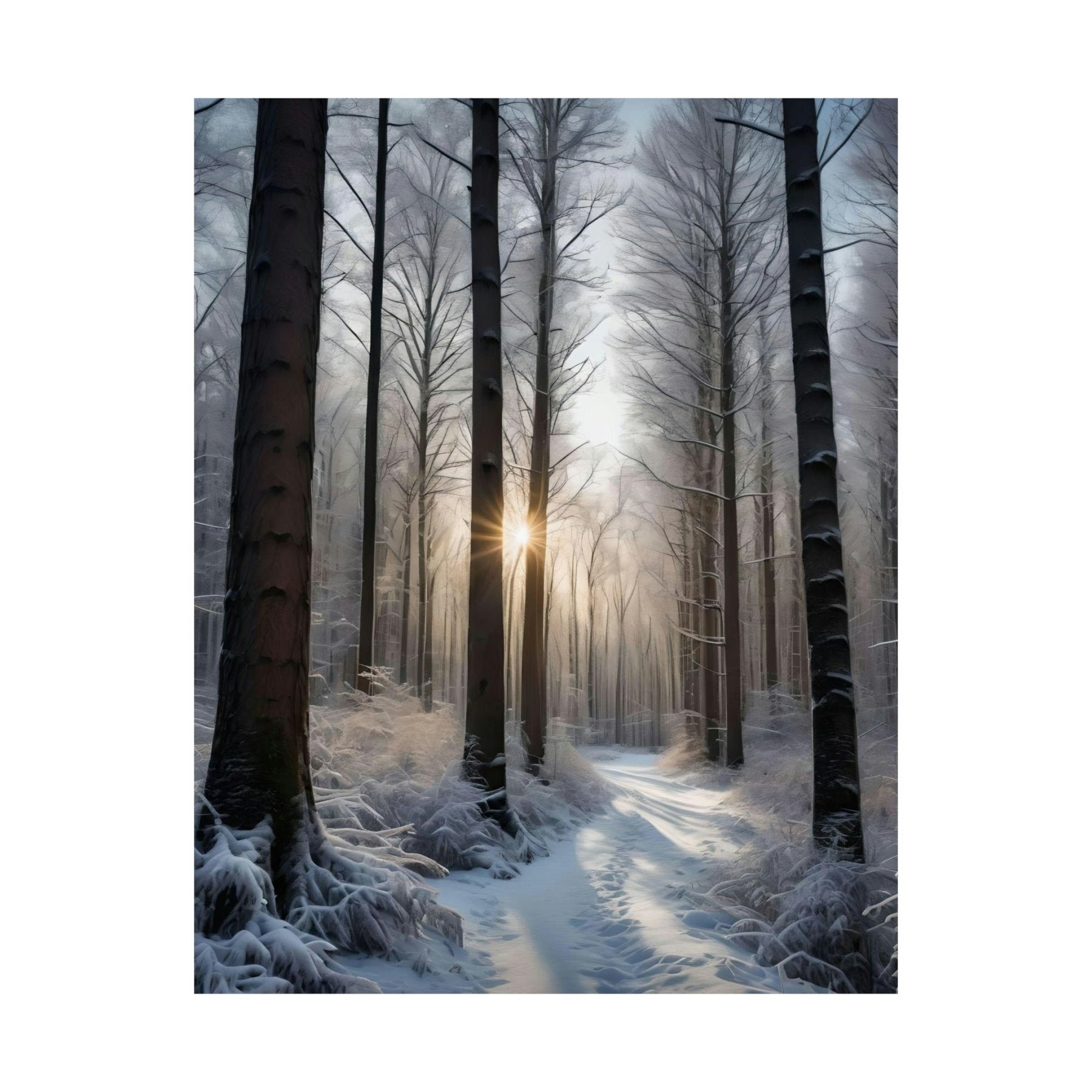 Winter Forest Landscape Poster Print, Winter Wall Art, Winter Poster, Winter Landscape Scene, Wall Art, Poster Art, Rolled Poster, Winter Home Decor, Winter Forest Stream (7) - Janlyn's Crafts